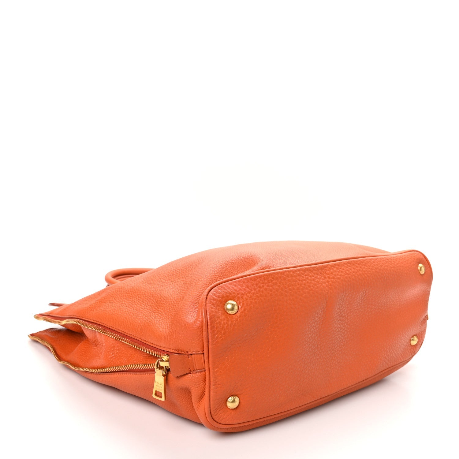 Vitello Daino Side Zip Shopping Tote Papaya