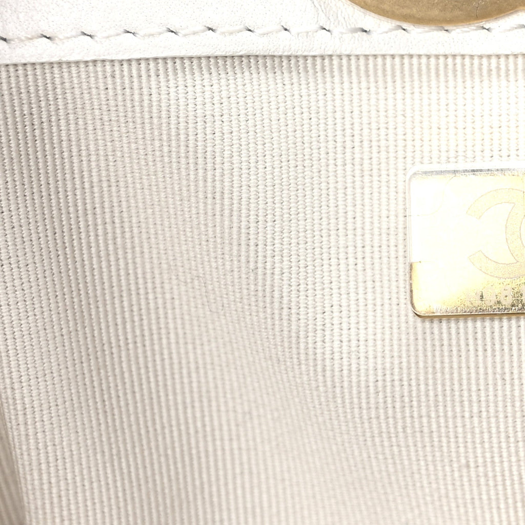 Calfskin Stitched Shopping Bag White