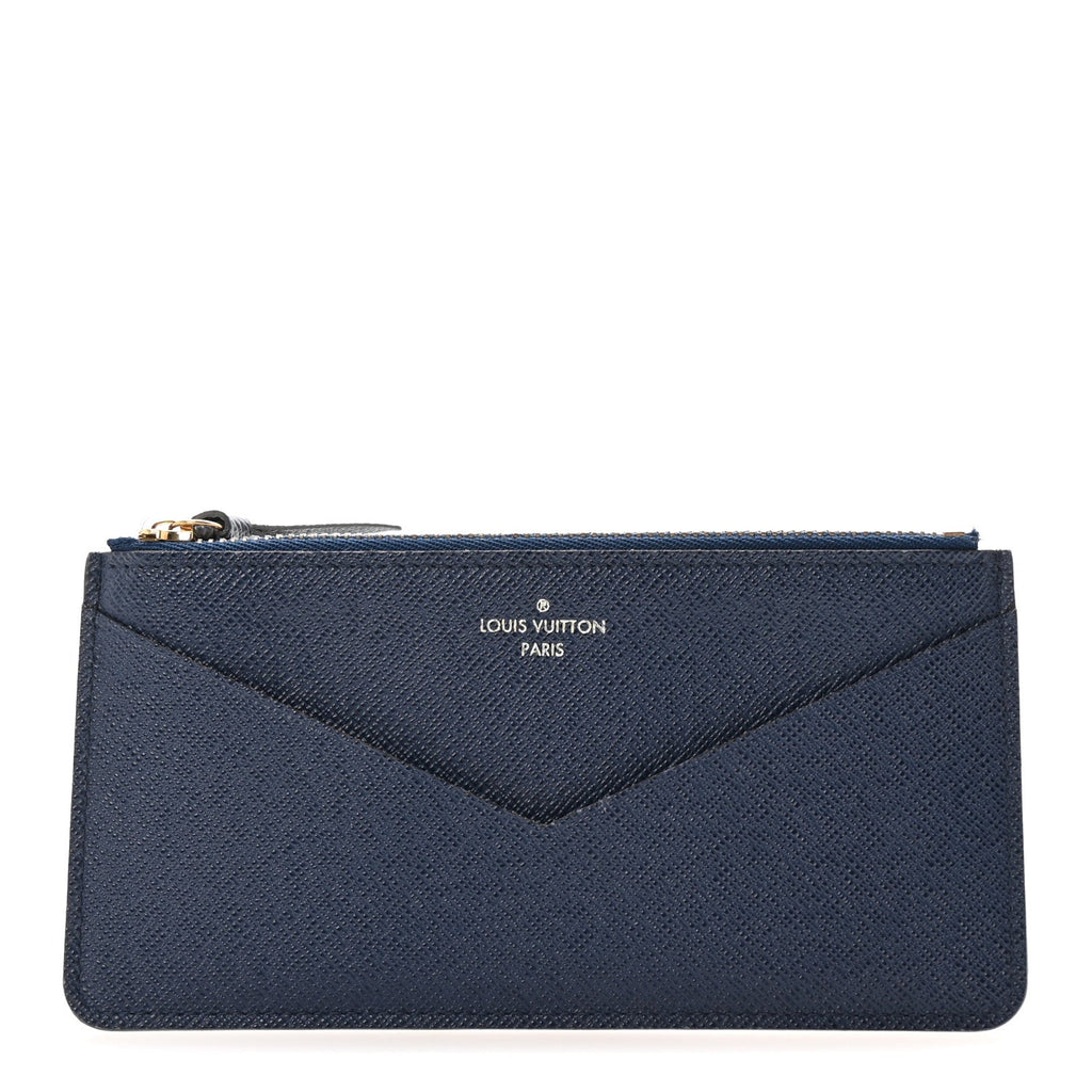Calfskin Jeanne Wallet Zippered Insert Dark Blue