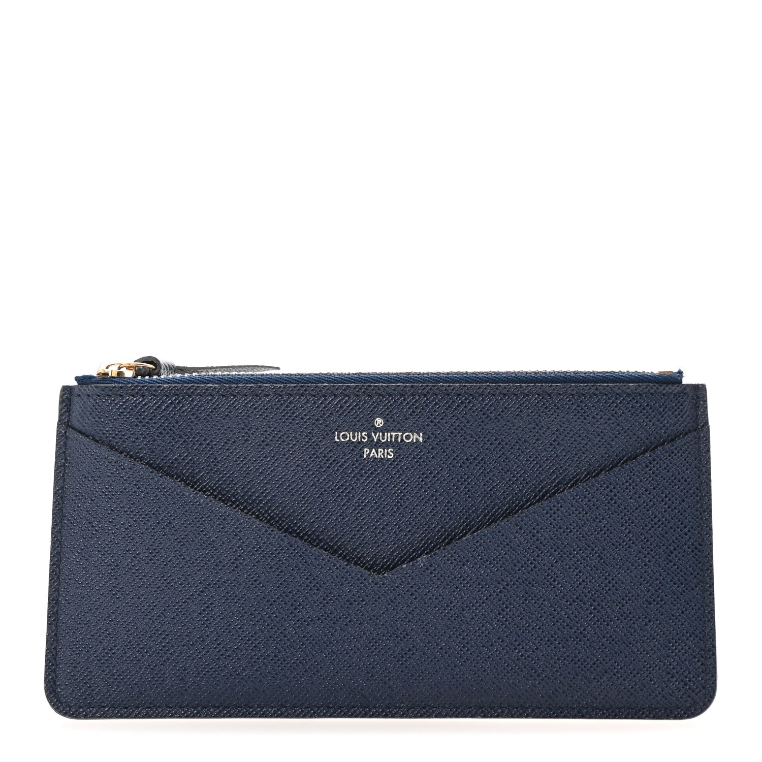 Calfskin Jeanne Wallet Zippered Insert Dark Blue