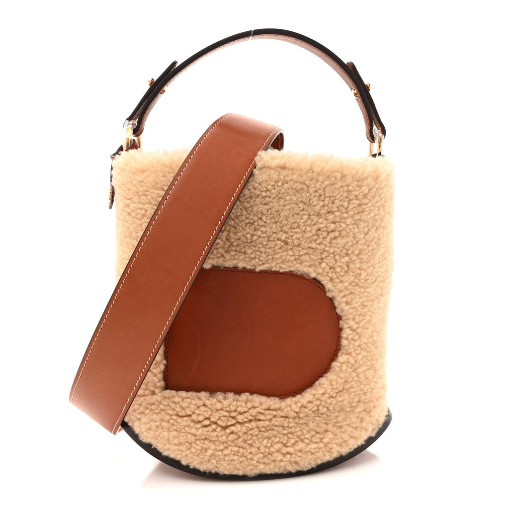 Teddy Calfskin Mini Pin Daily Surpique Bucket Natural