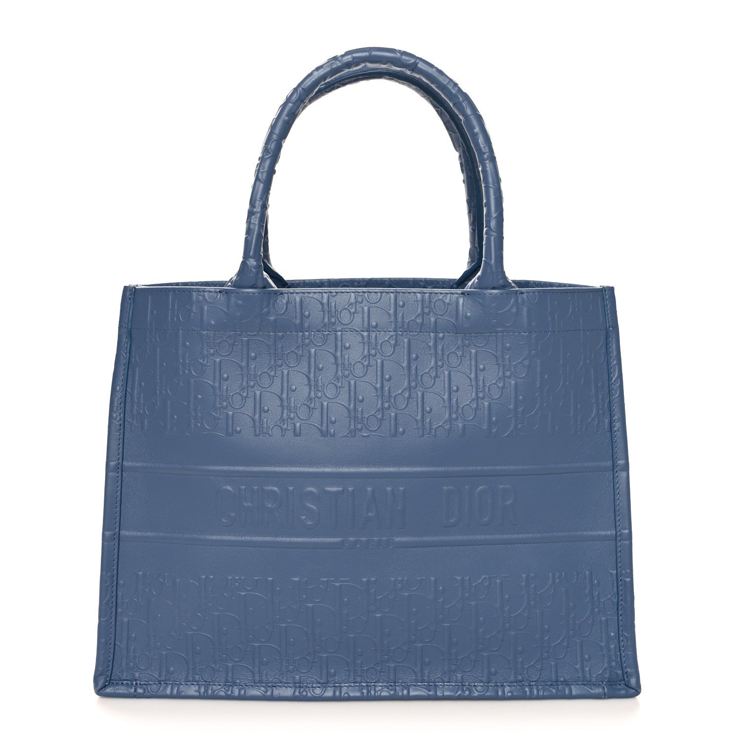 Oblique Calfskin Embossed Medium Book Tote Blue