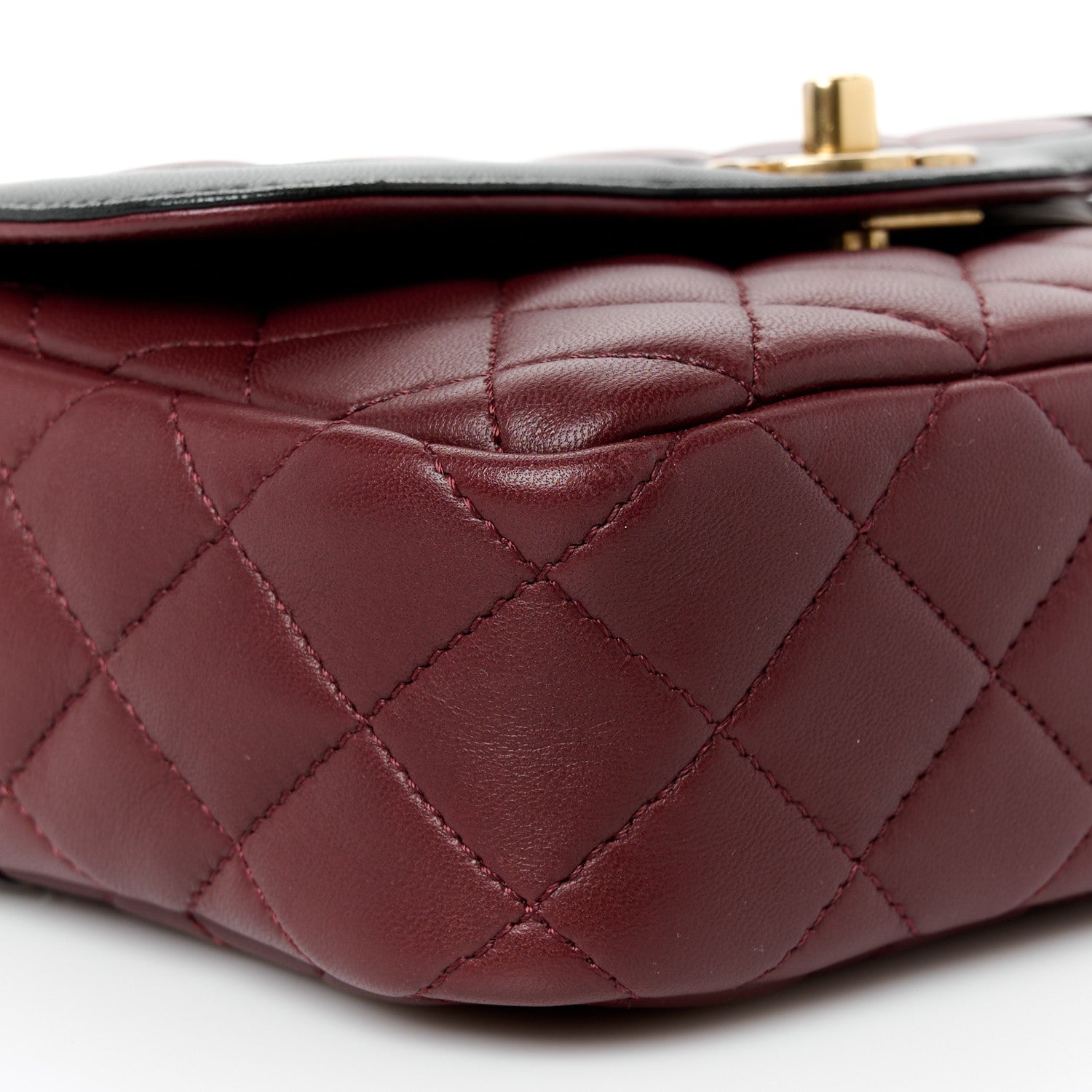 Lambskin Quilted Mini Two Tone Day Flap Burgundy