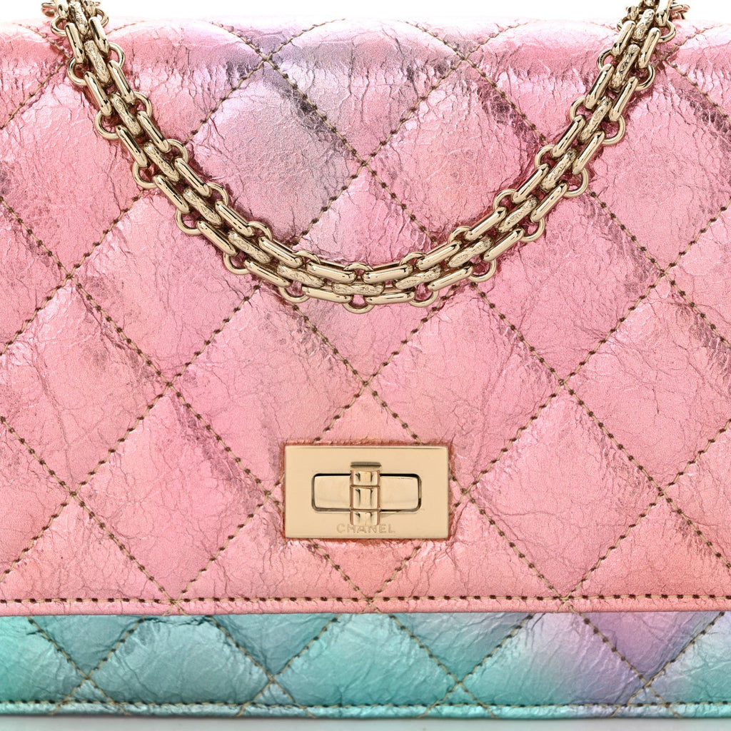 Metallic Goatskin Quilted 2.55 Reissue Wallet on Chain WOC Multicolor