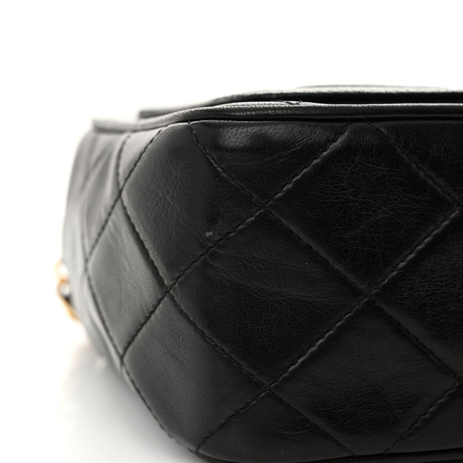 Lambskin Quilted Tassel Camera Case Black