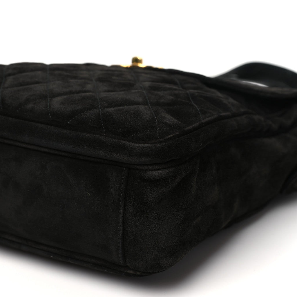 Suede Quilted CC Shopping Tote Black