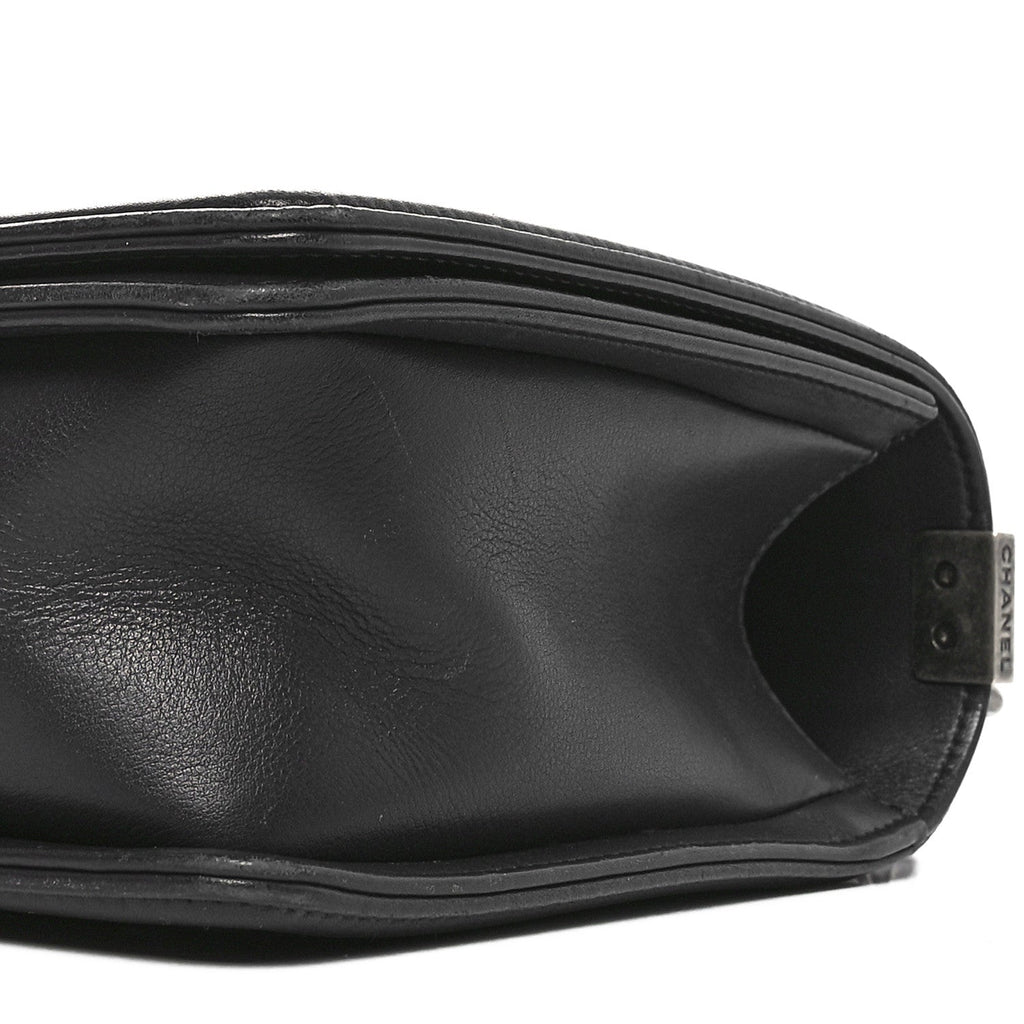 Lambskin Chevron Quilted New Medium Boy Flap Dark Navy Blue