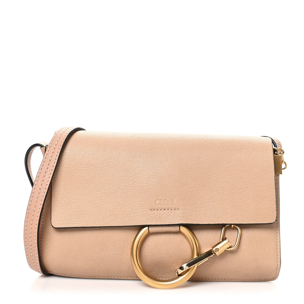 Goatskin Small Faye Shoulder Bag Biscotti Beige