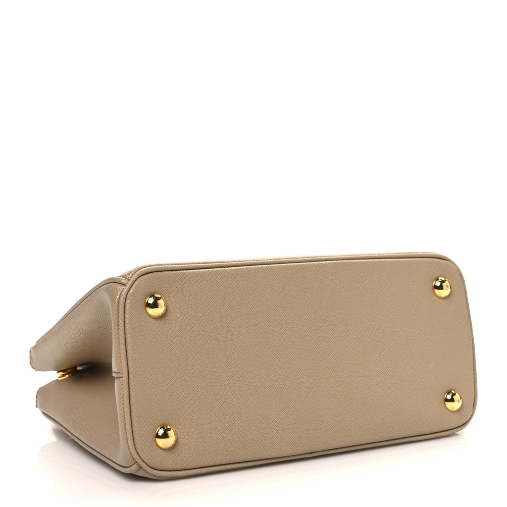 Saffiano Lux Mini Galleria Double Zip Tote Sabbia