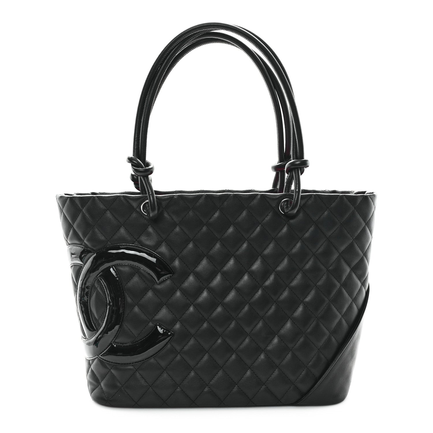 Calfskin Quilted Large Cambon Tote Black