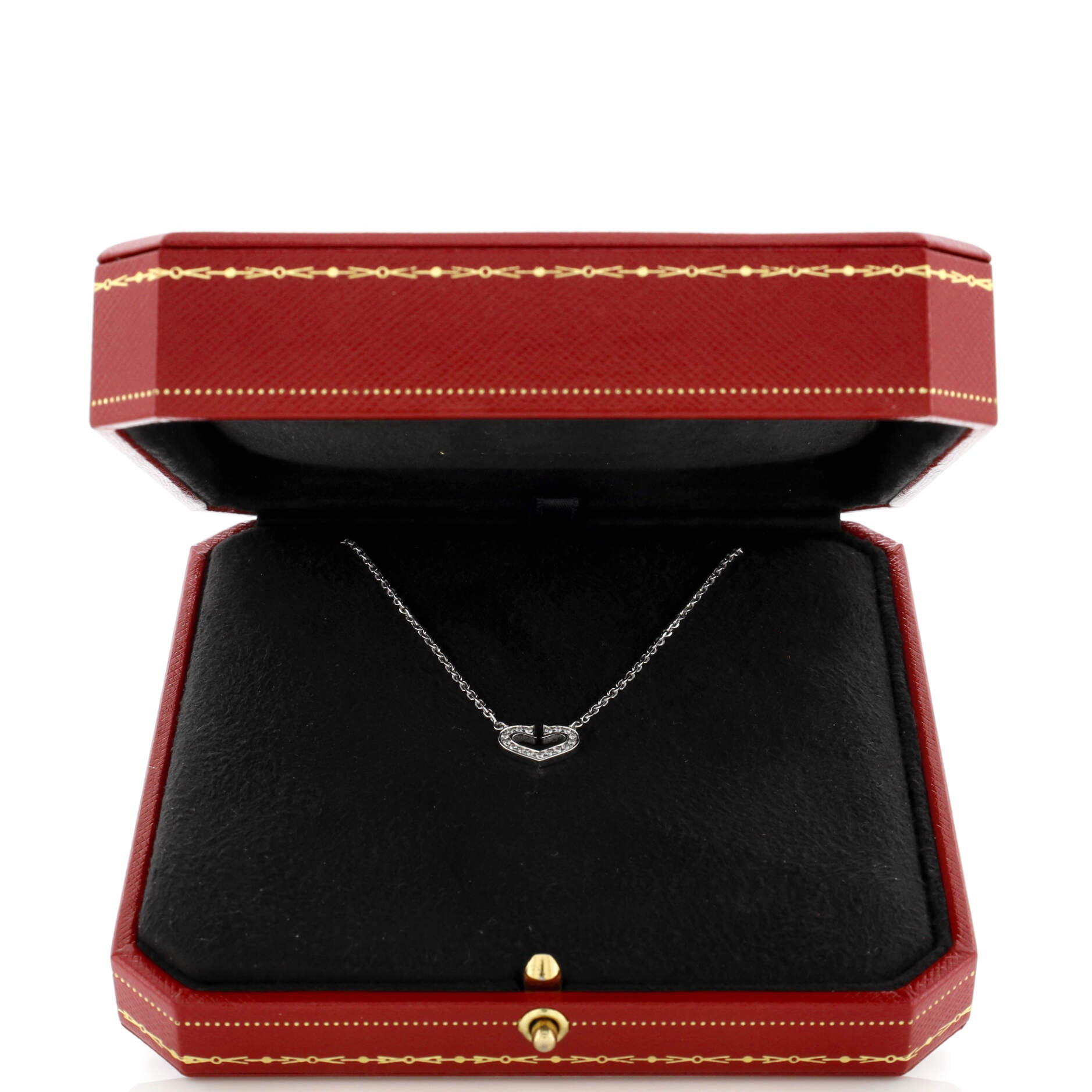 C Heart de Cartier Pendant Necklace 18K White Gold with Pave Diamonds