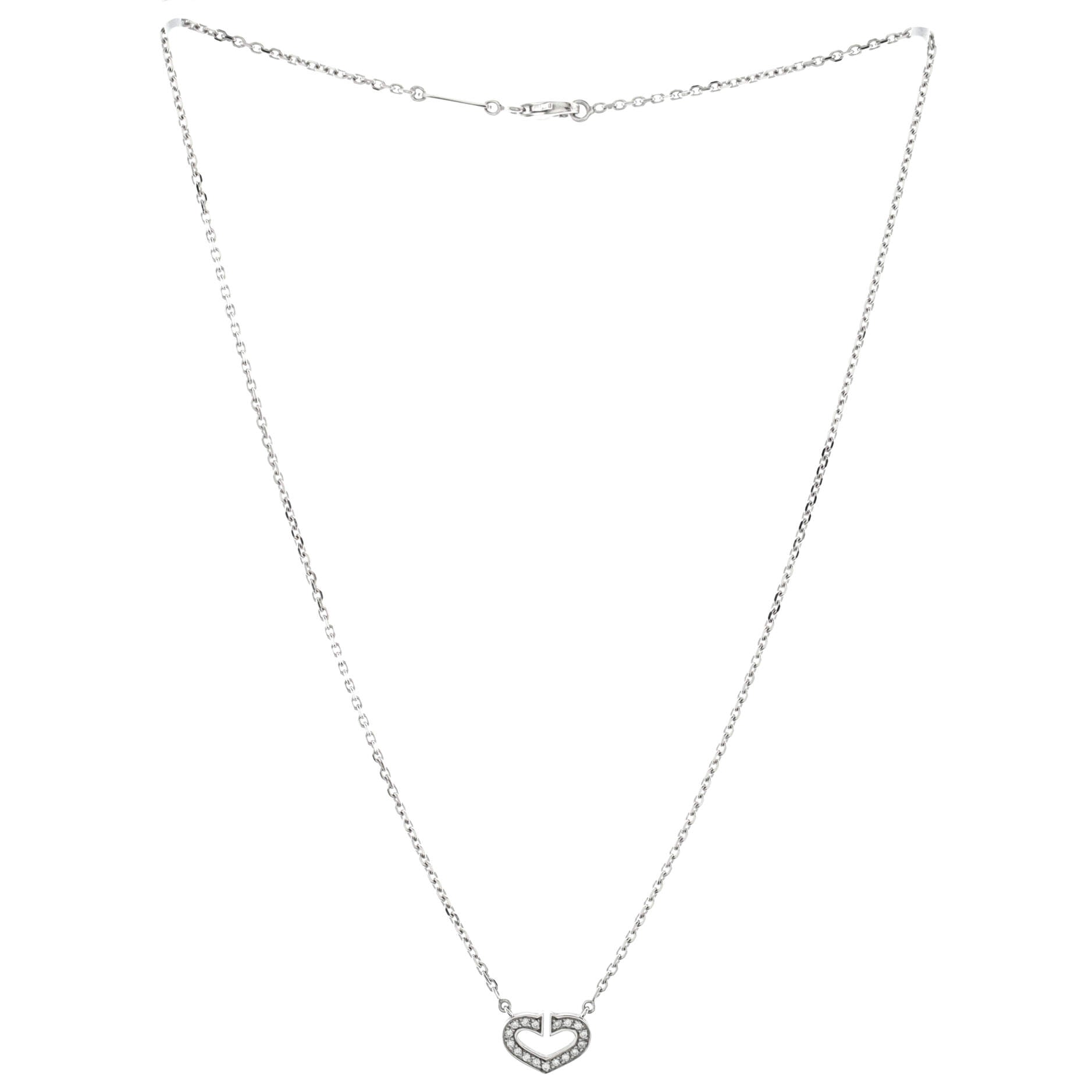 C Heart de Cartier Pendant Necklace 18K White Gold with Pave Diamonds