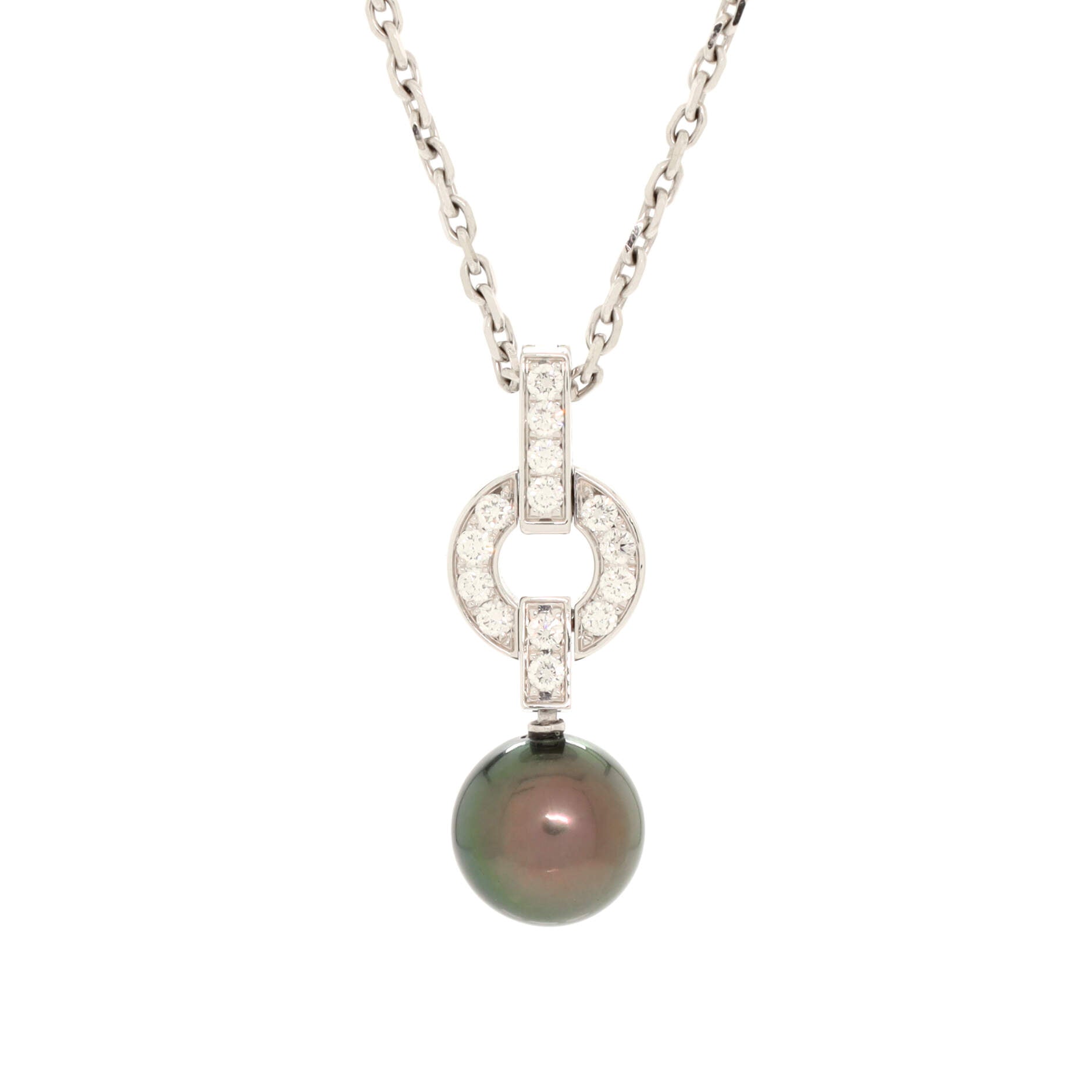 Himalia Necklace 18K White Gold with Diamonds and Pearls