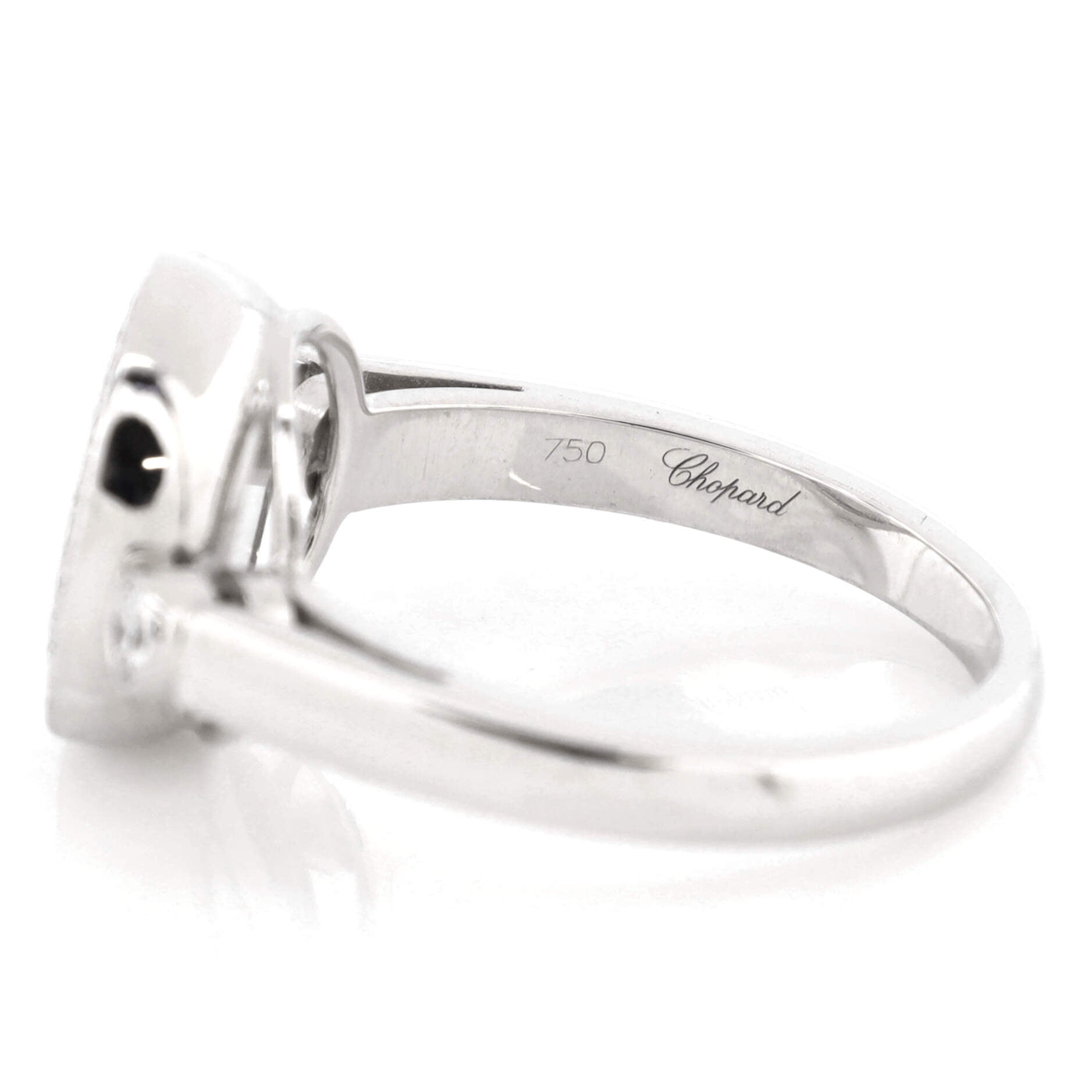 Happy 3 Floating Diamonds Circle Ring 18K White Gold with Diamonds