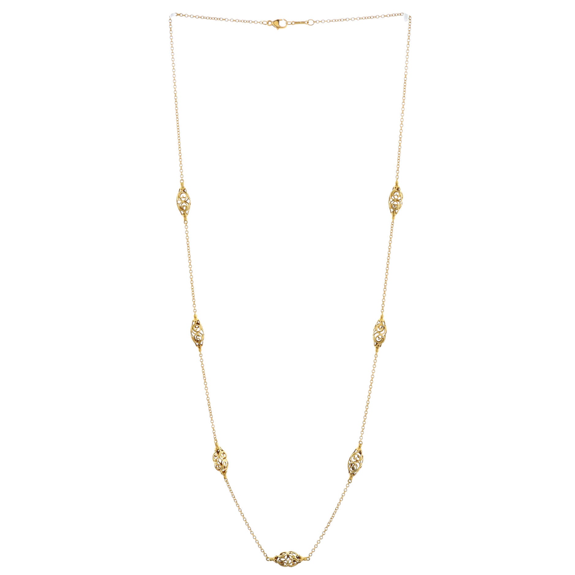 Paloma Picasso Scroll 7 Station Necklace 18K Yellow Gold