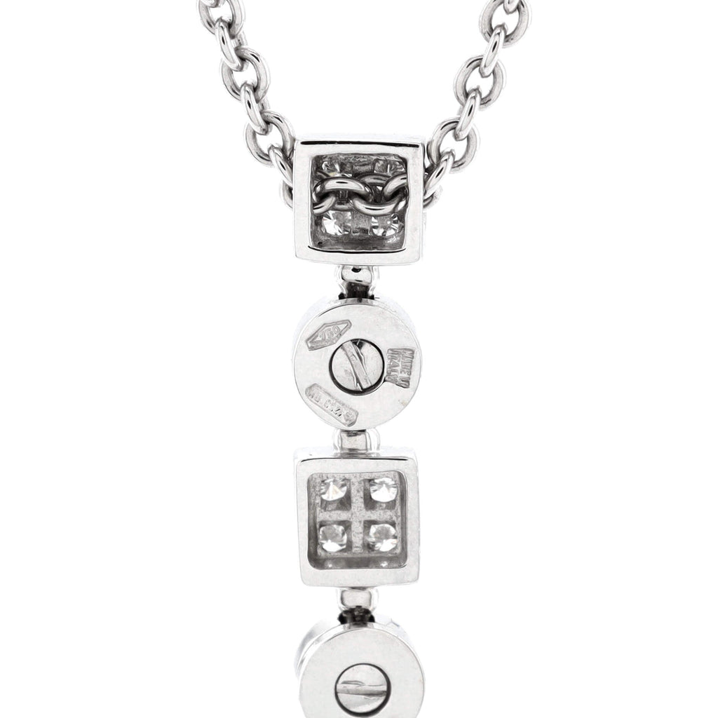 Lucia Drop Dangle Pendant Necklace 18K White Gold with Diamonds and Pearl