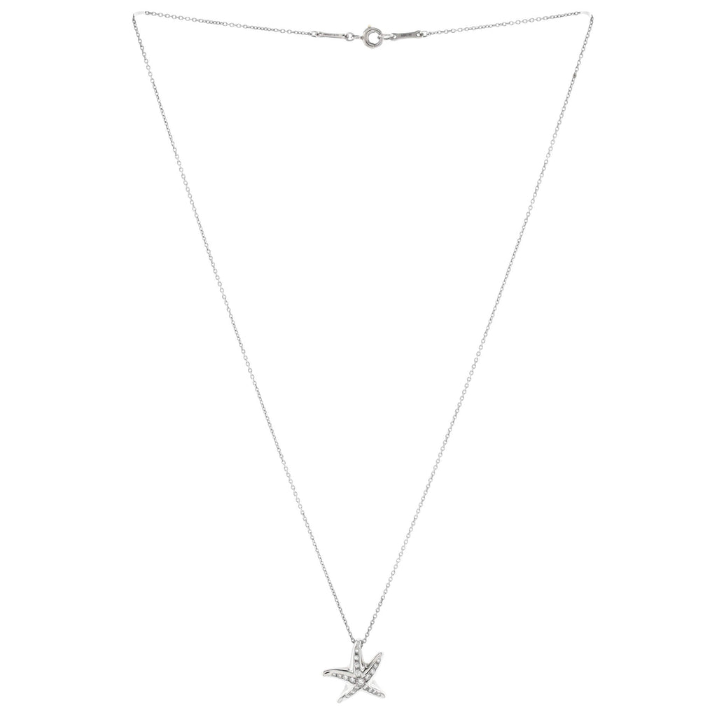 Elsa Peretti Starfish Pendant Necklace Platinum with Diamonds