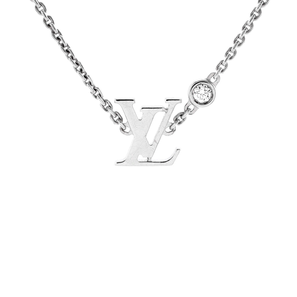 Idylle Blossom LV Pendant Necklace 18K White Gold with Diamond