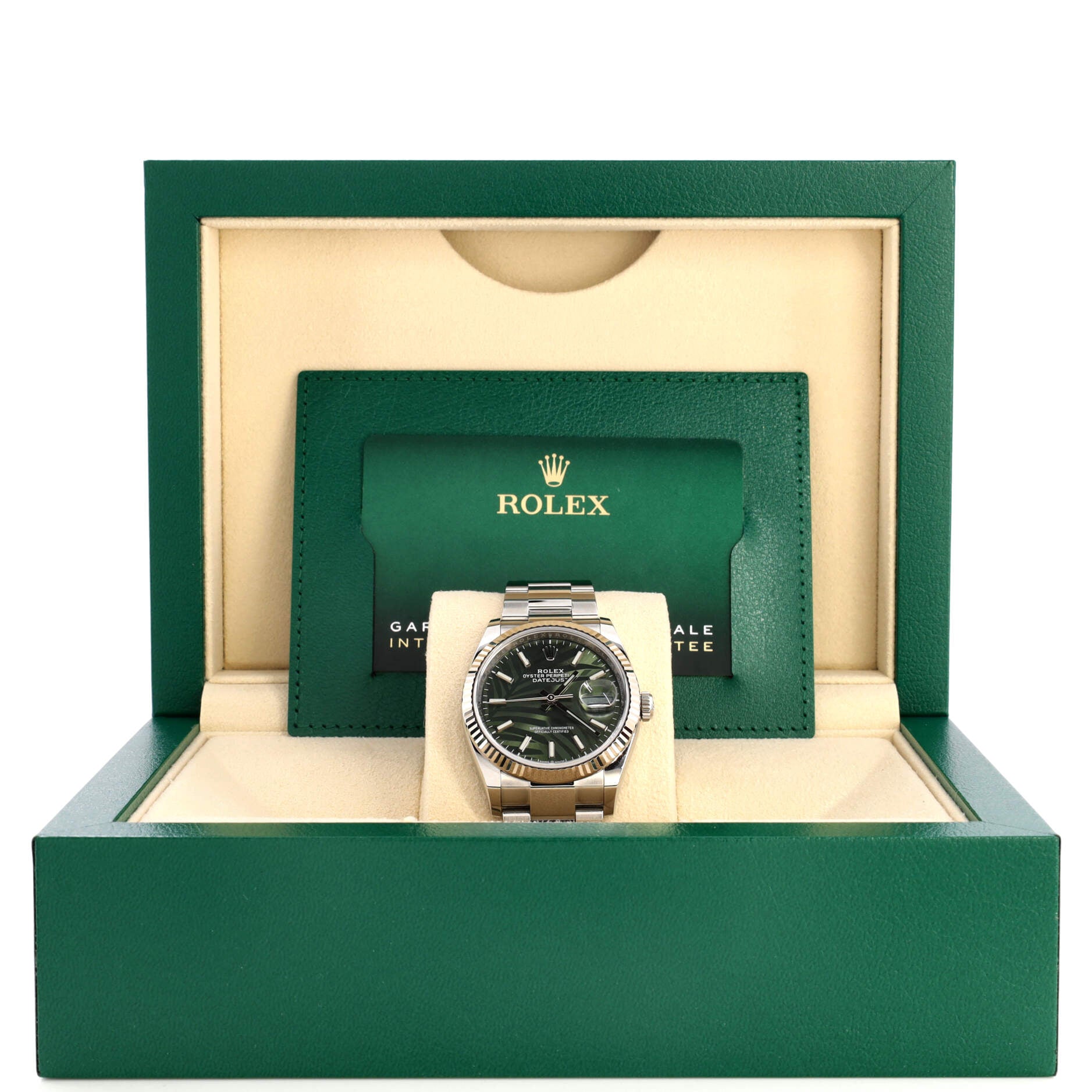 Oyster Perpetual Datejust Palm Motif Automatic Watch Stainless Steel and White Gold 36