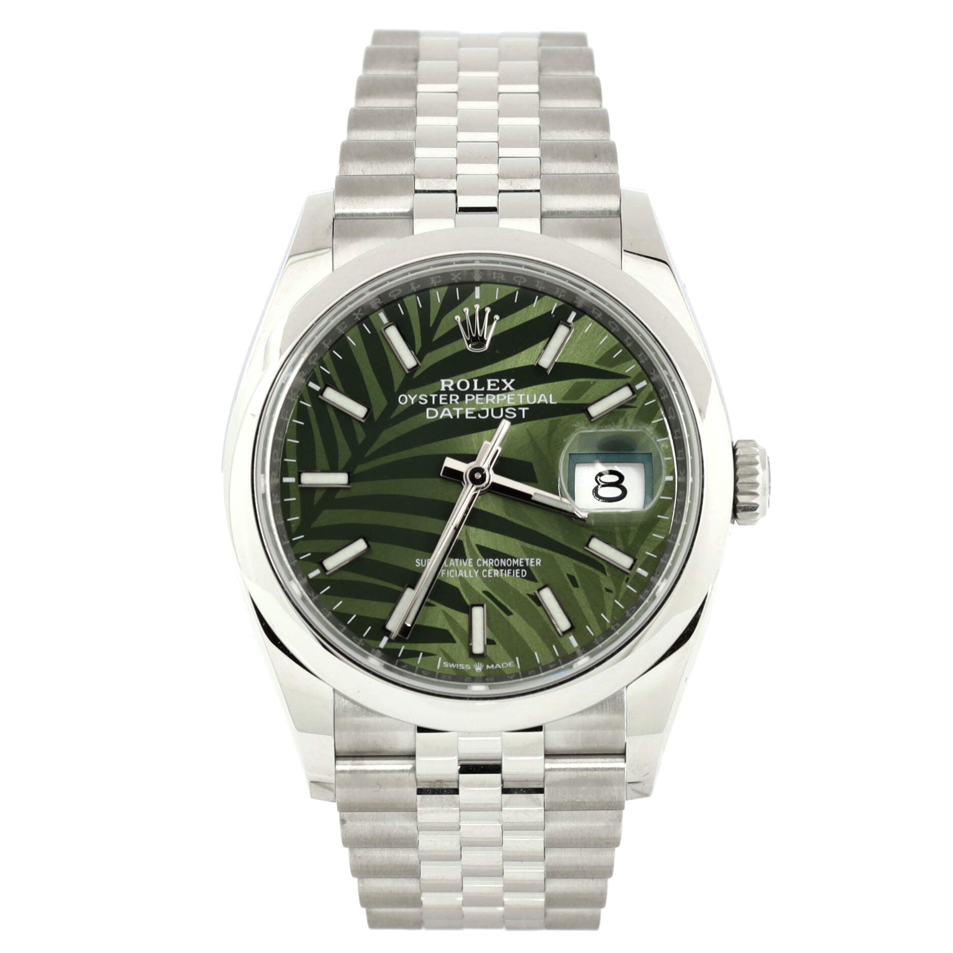 Oyster Perpetual Datejust Palm Motif Automatic Watch Stainless Steel 36