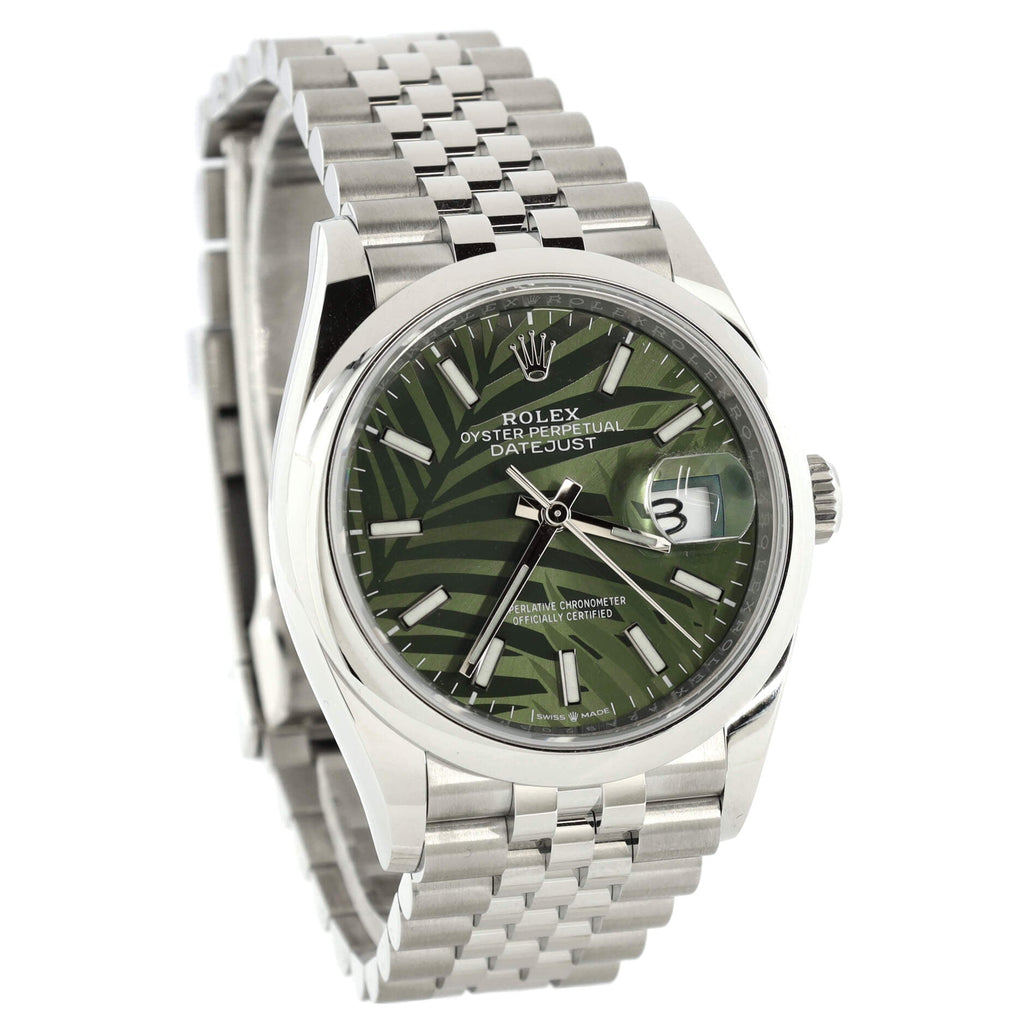 Oyster Perpetual Datejust Palm Motif Automatic Watch Stainless Steel 36