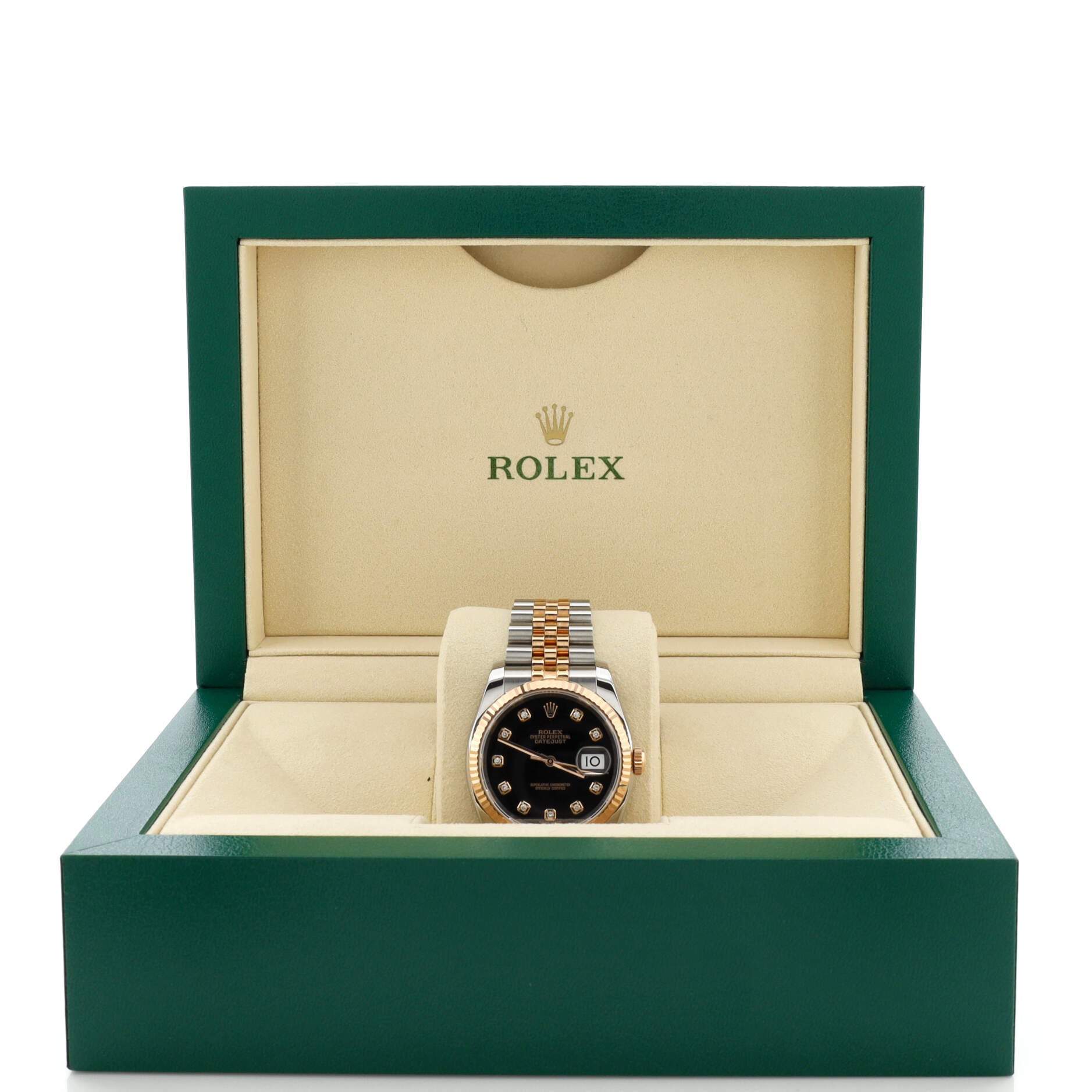 Oyster Perpetual Datejust Automatic Watch Stainless Steel and Rose Gold with Diamond Markers 36