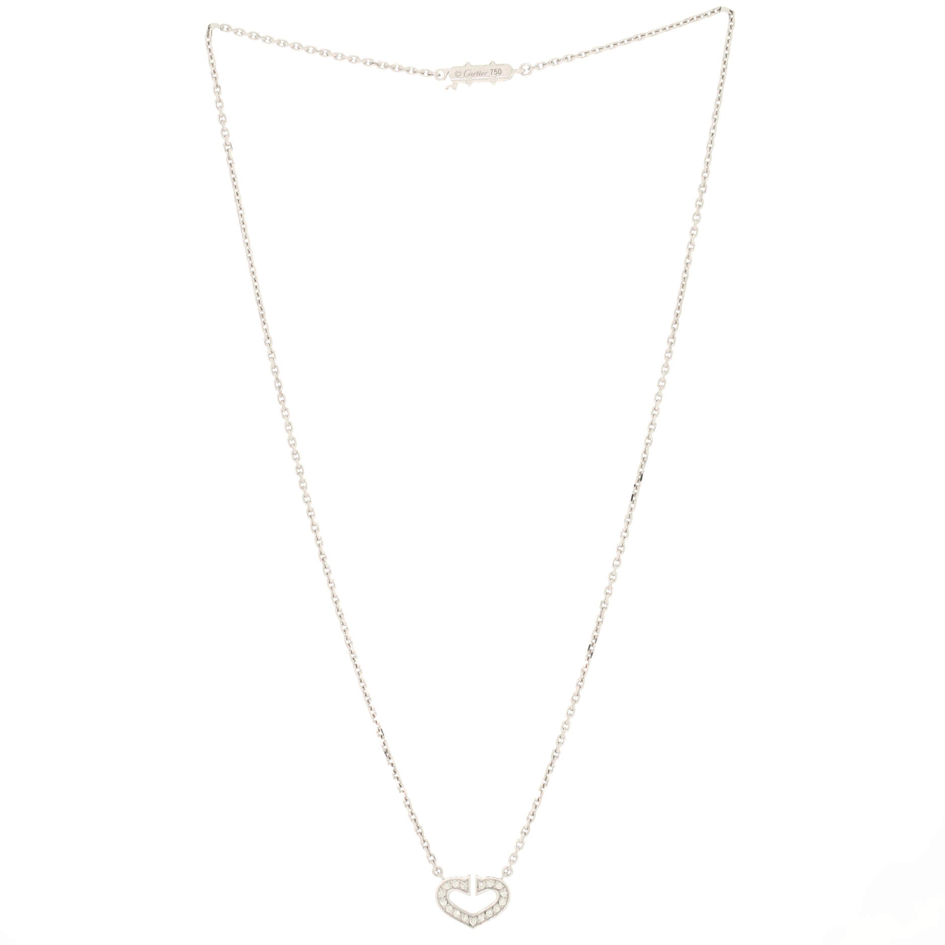 C Heart de Cartier Pendant Necklace 18K White Gold with Pave Diamonds