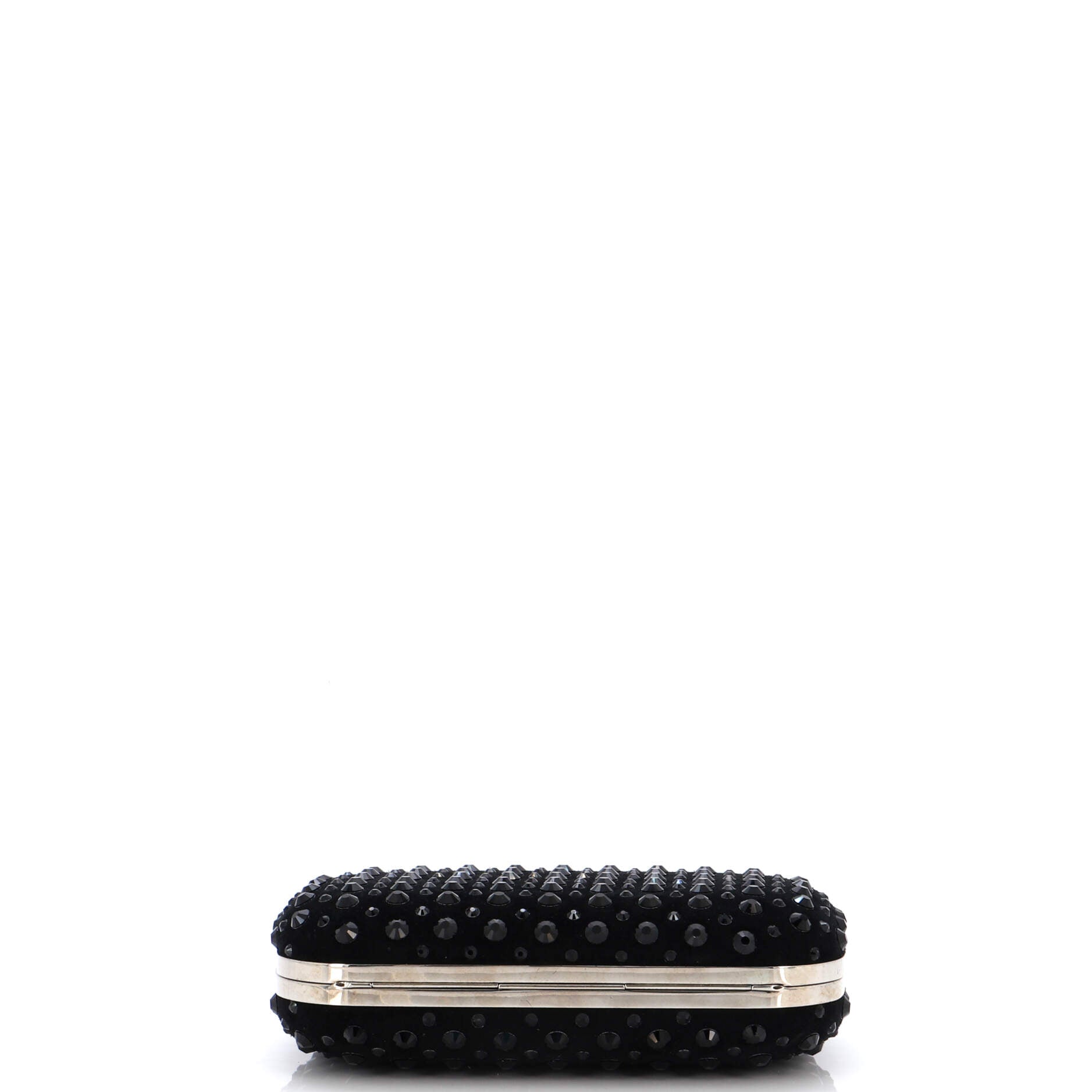 Knuckle Box Clutch Crystal Embellished Suede Small