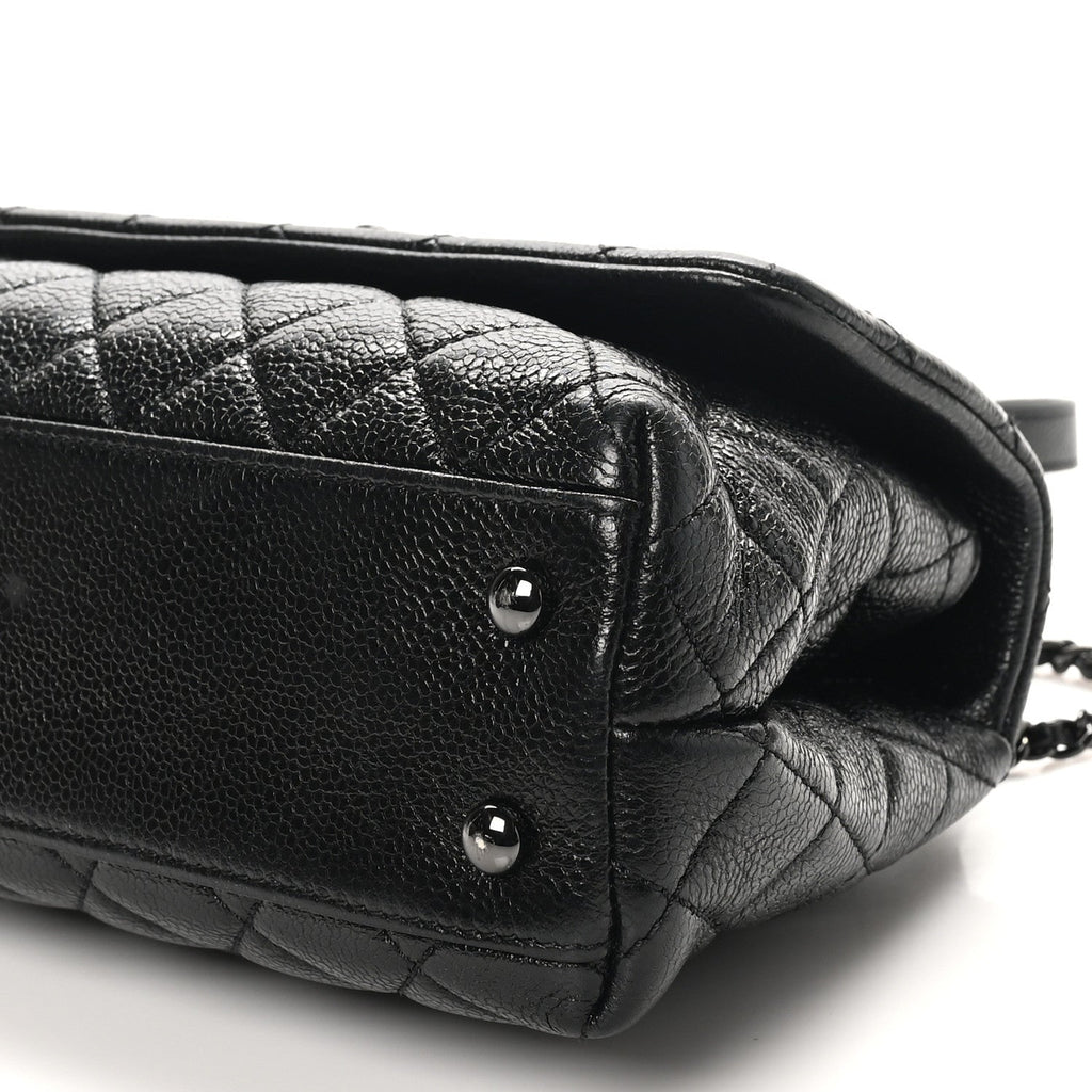 Caviar Quilted Mini Coco Handle Flap So Black