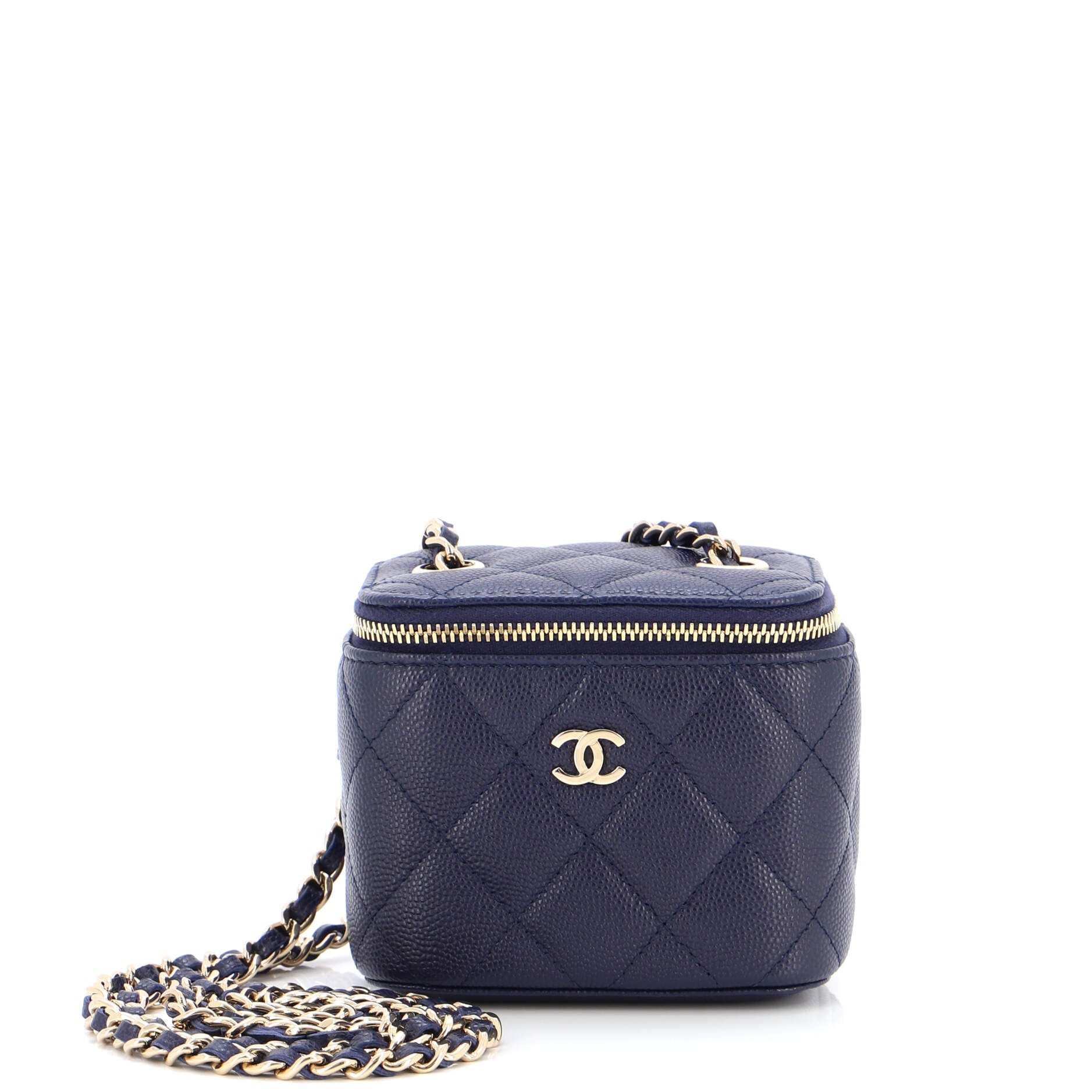 Classic Vanity Case with Chain Quilted Caviar Mini
