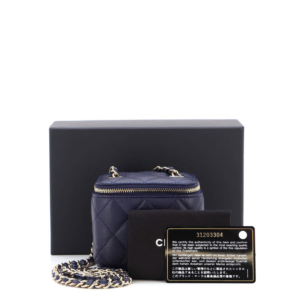 Classic Vanity Case with Chain Quilted Caviar Mini
