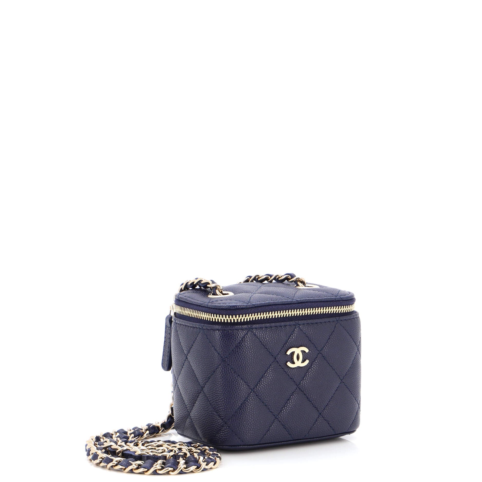 Classic Vanity Case with Chain Quilted Caviar Mini