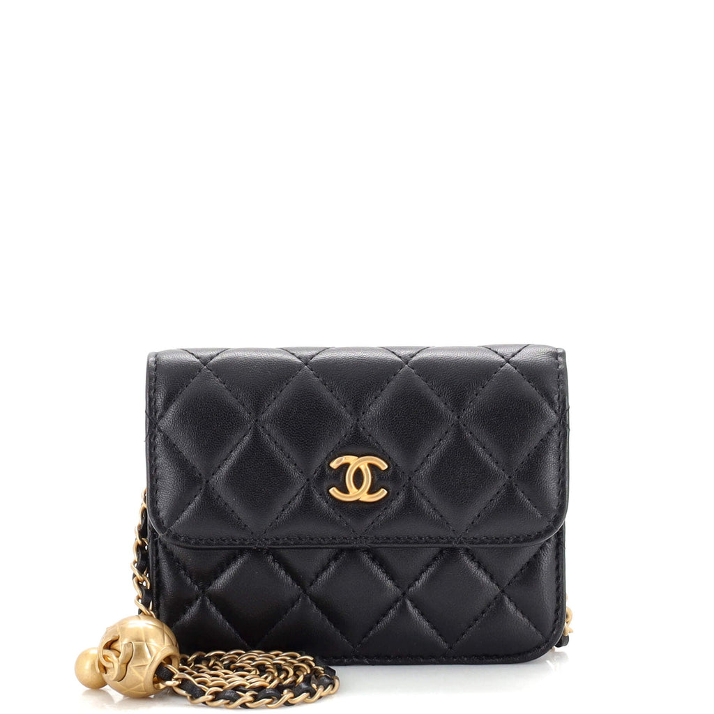 Pearl Crush Flap Clutch with Chain Quilted Lambskin Mini