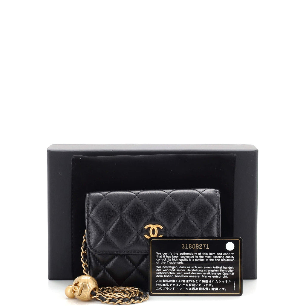 Pearl Crush Flap Clutch with Chain Quilted Lambskin Mini