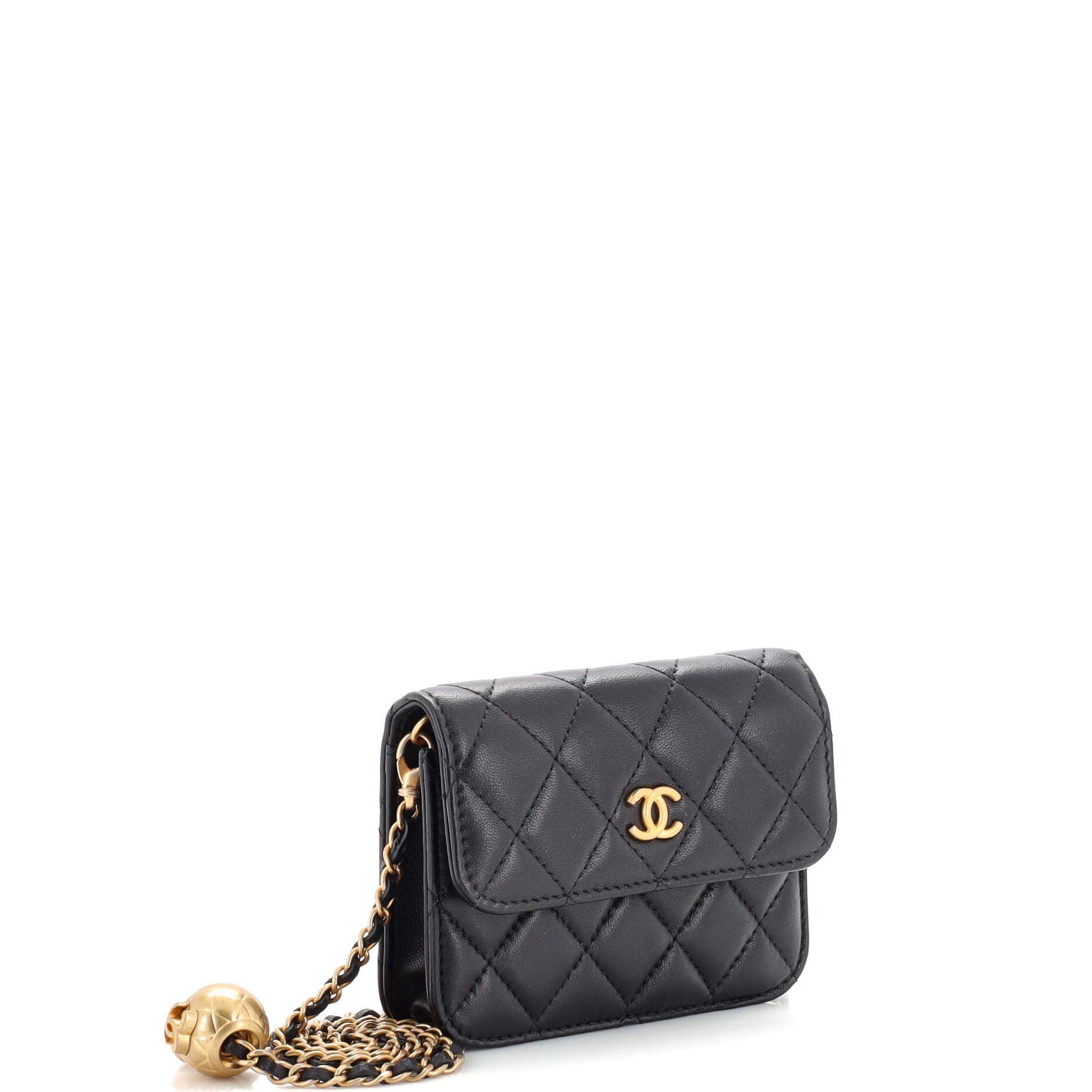 Pearl Crush Flap Clutch with Chain Quilted Lambskin Mini