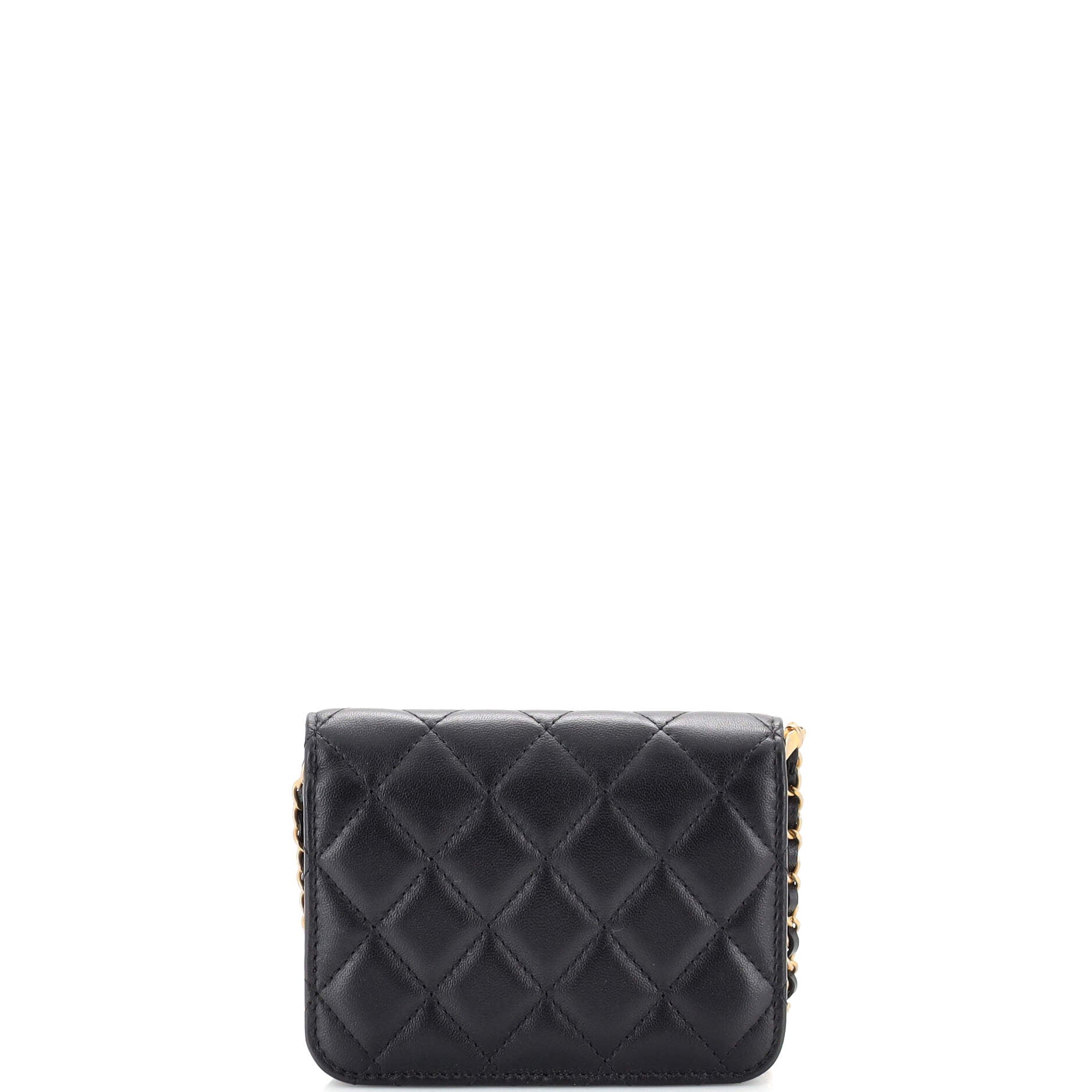 Pearl Crush Flap Clutch with Chain Quilted Lambskin Mini