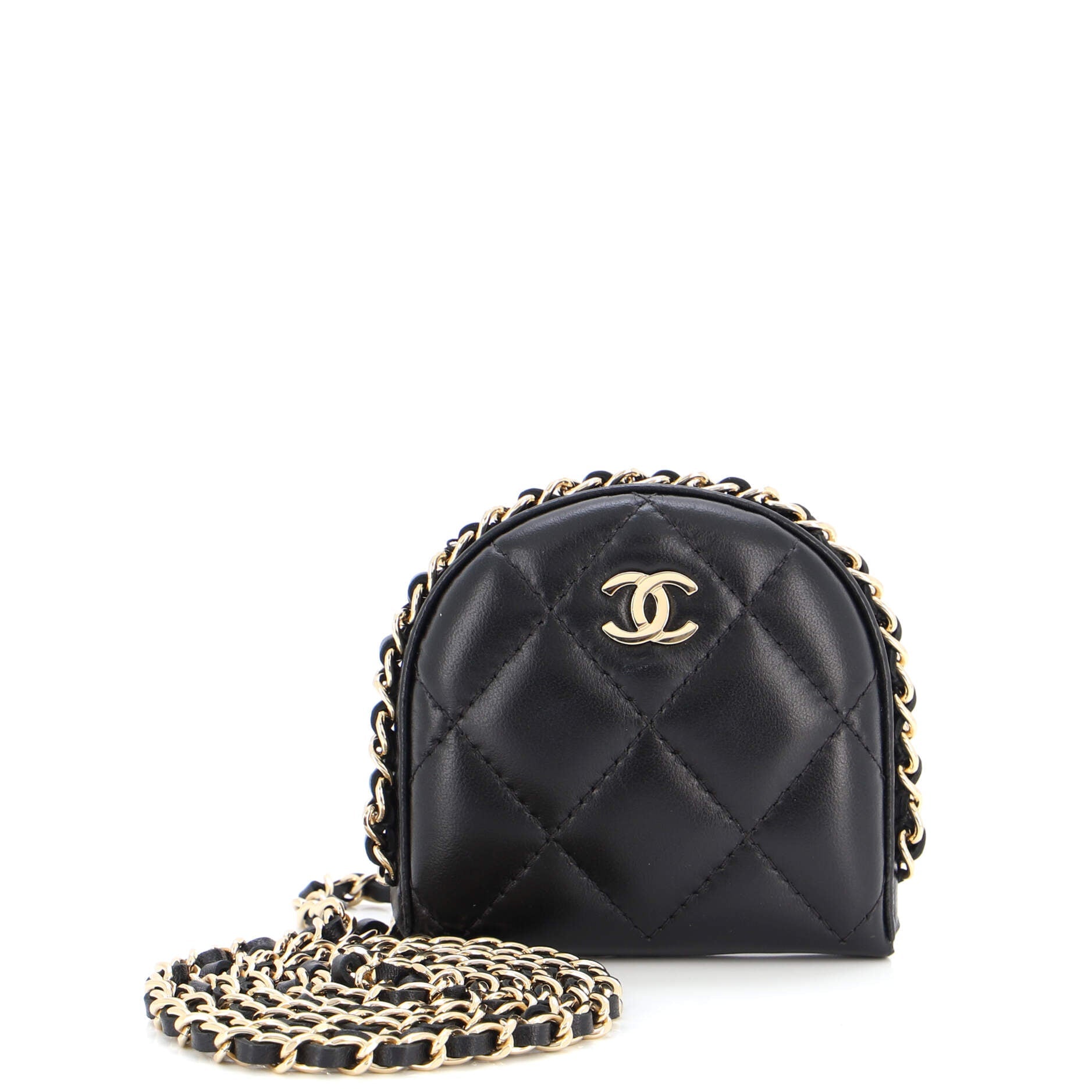 Chain Around Coin Purse with Chain Quilted Lambskin Mini