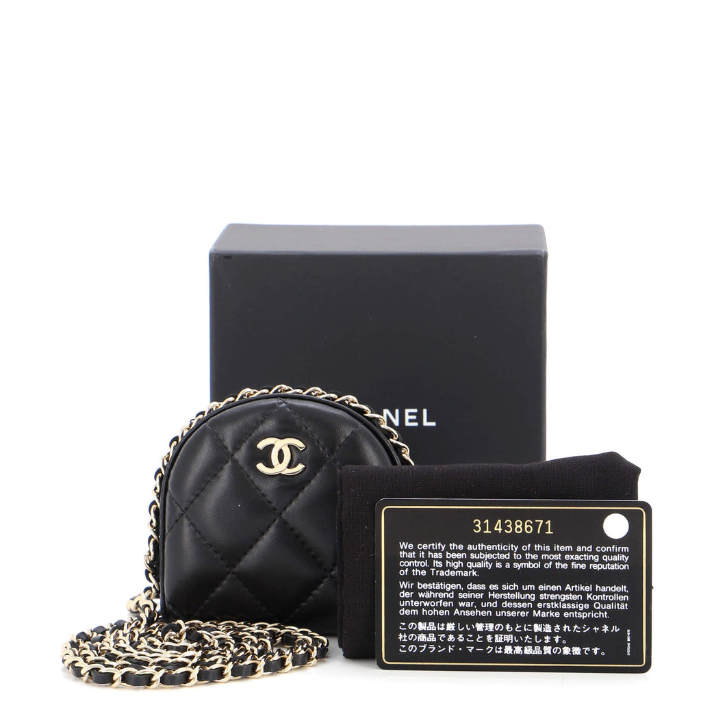 Chain Around Coin Purse with Chain Quilted Lambskin Mini