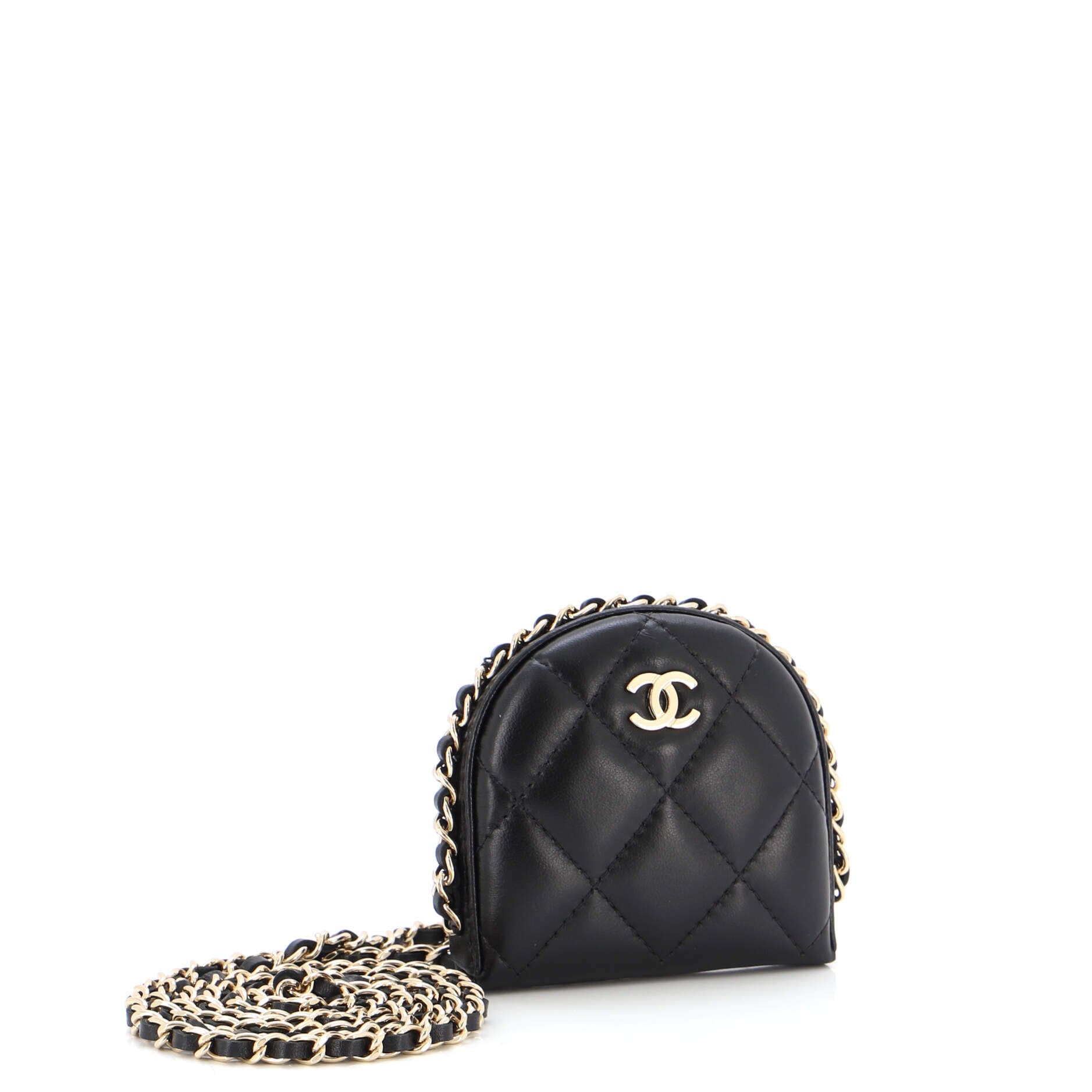 Chain Around Coin Purse with Chain Quilted Lambskin Mini