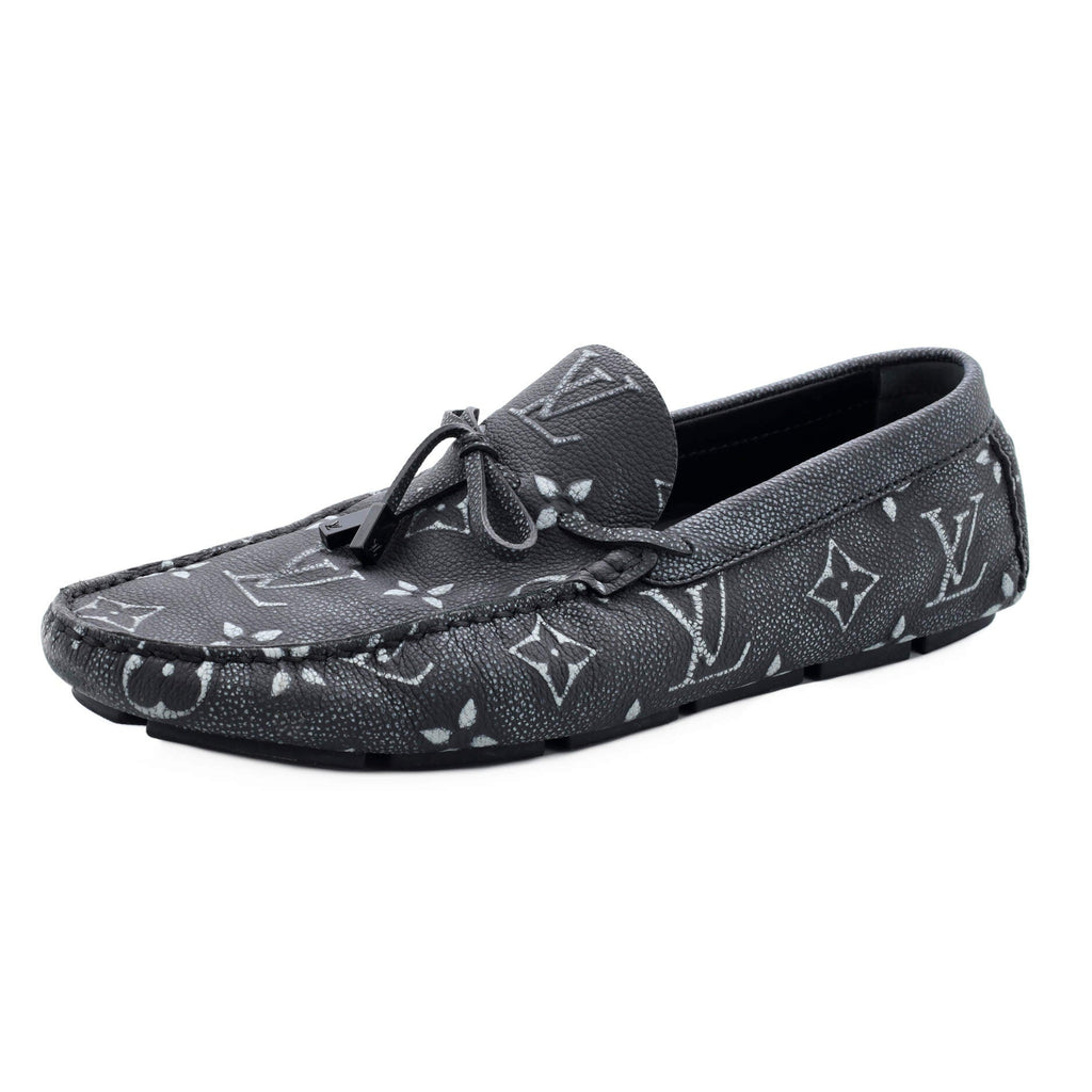 Men's LV Driver Moccasin Loafers Embossed Monogram Leather