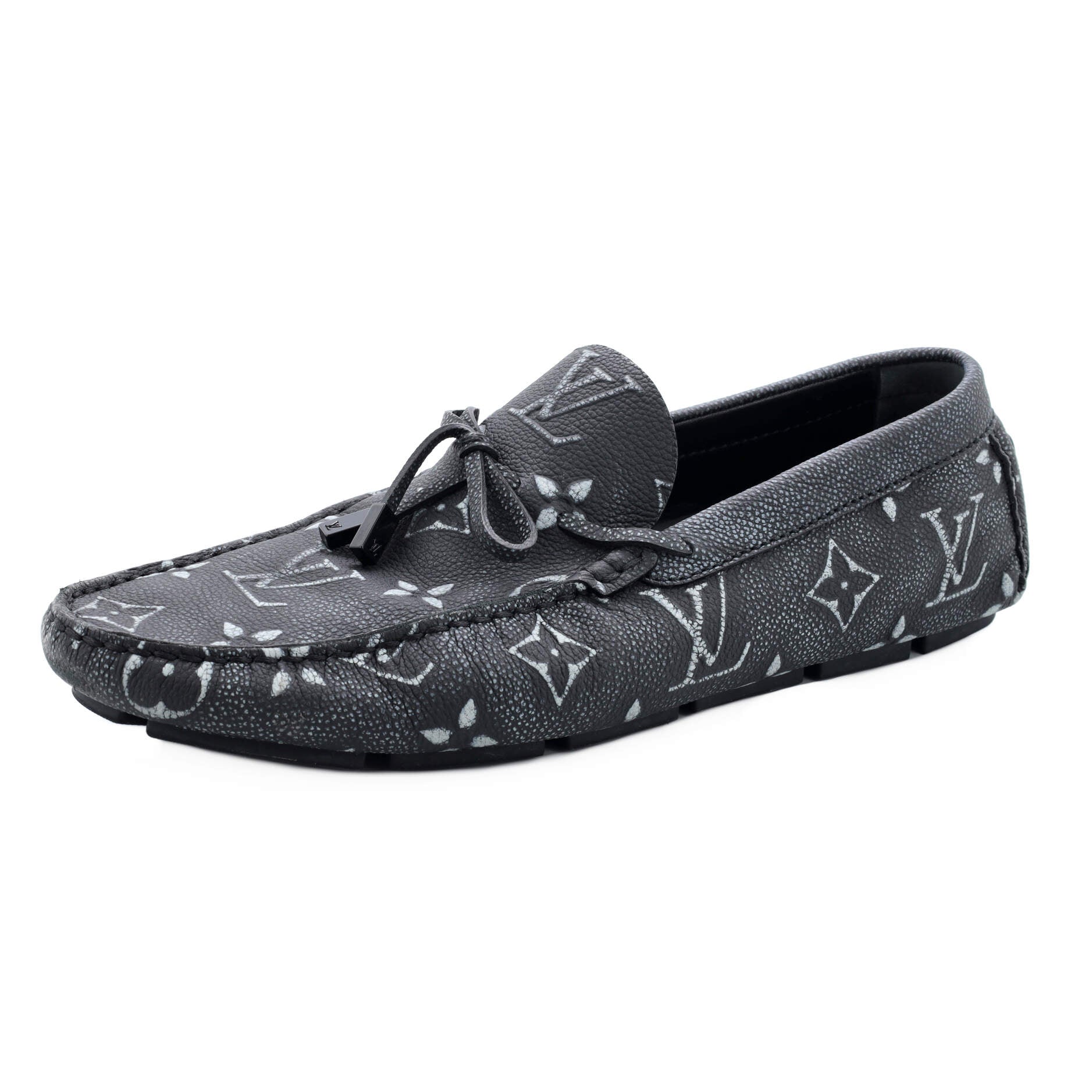 Men's LV Driver Moccasin Loafers Embossed Monogram Leather