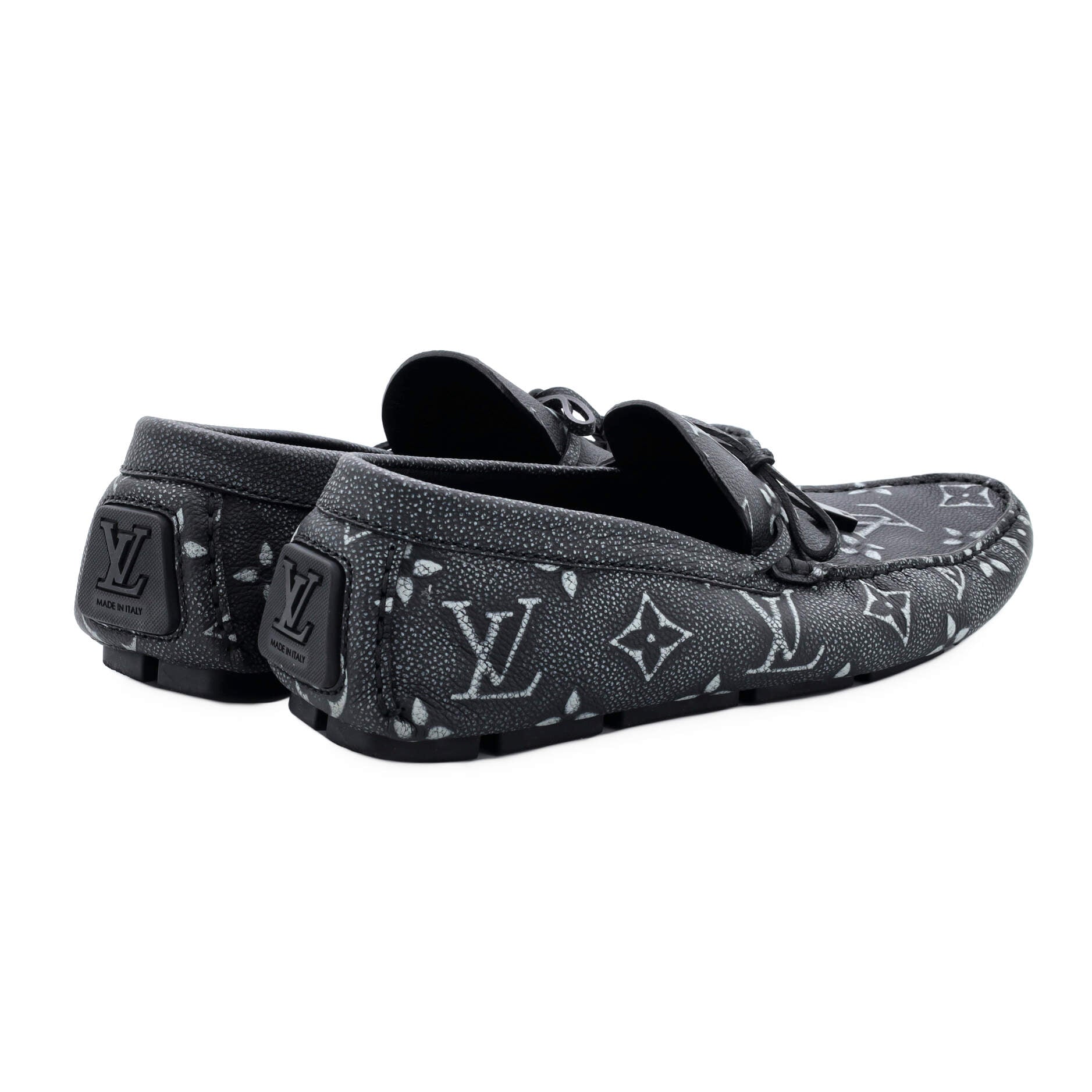 Men's LV Driver Moccasin Loafers Embossed Monogram Leather