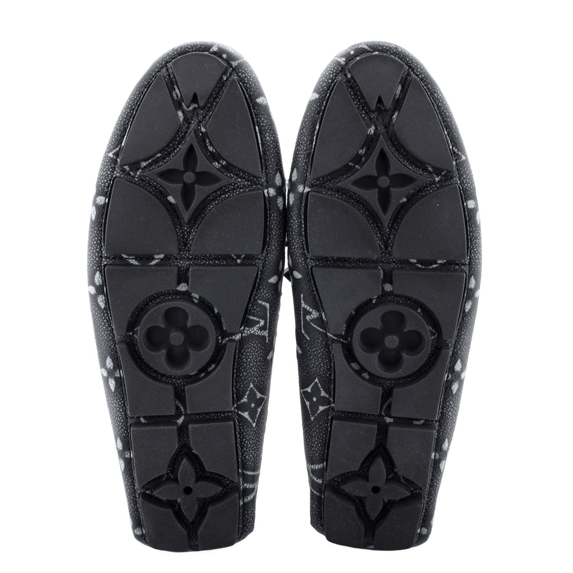 Men's LV Driver Moccasin Loafers Embossed Monogram Leather