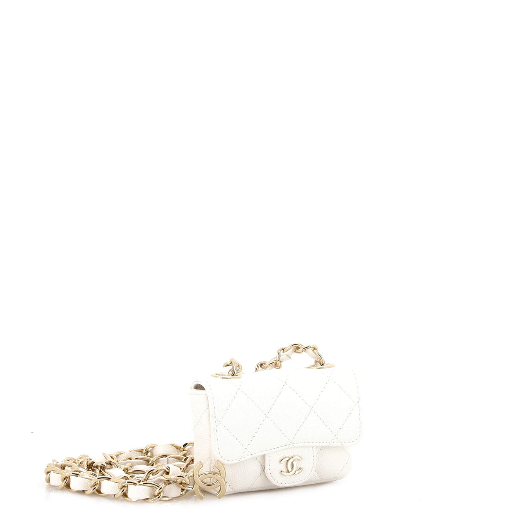 Classic Flap Charm Chain Belt Bag Quilted Caviar Mini
