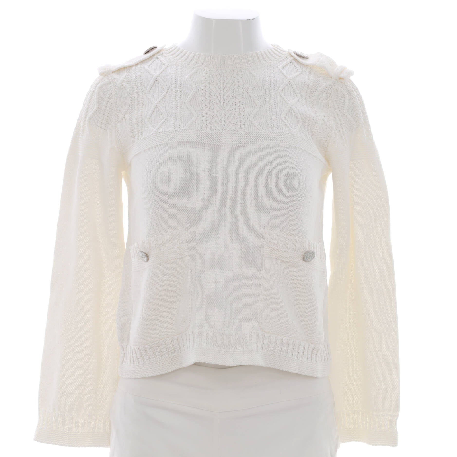 Women's Cable Knit Crewneck Sweater Cotton