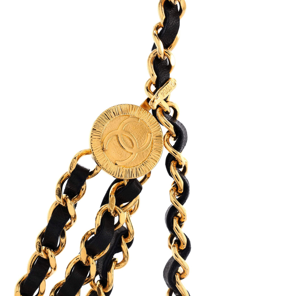 Vintage Multi-Chain Medallion Belt Metal and Leather 85
