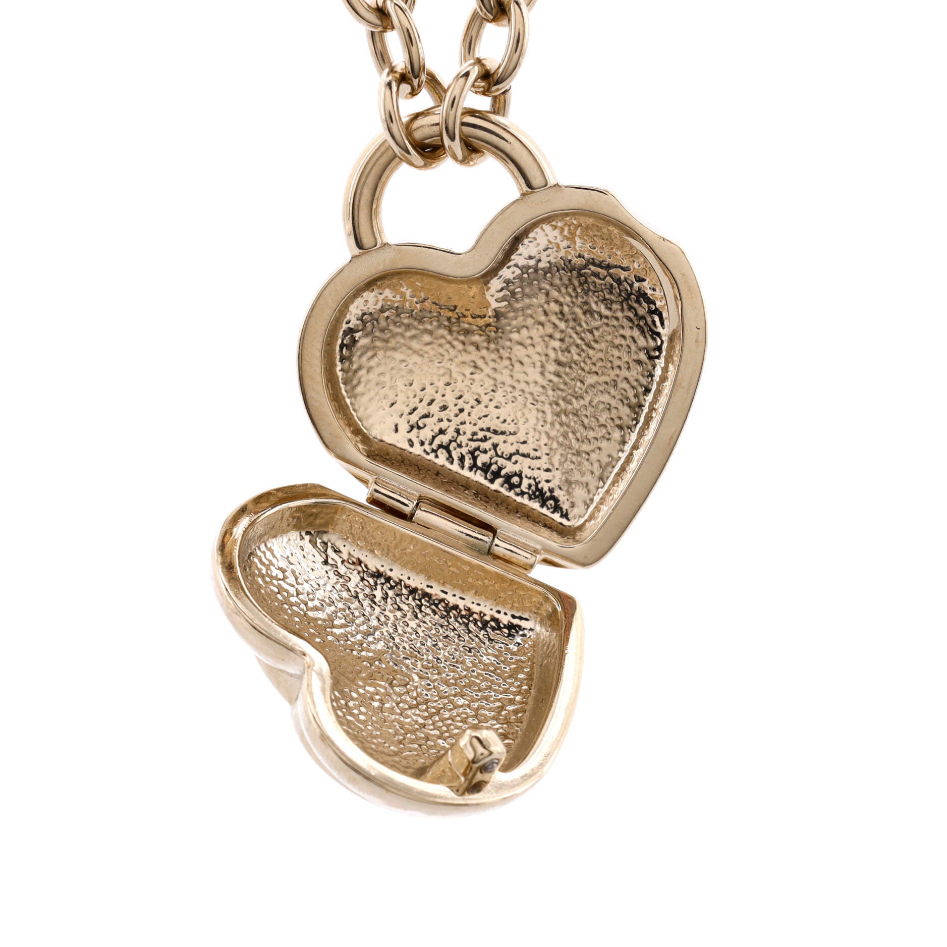 CC Turnlock Heart Locket Pendant Necklace Metal