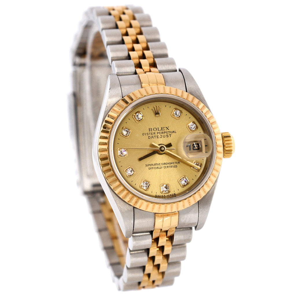 Oyster Perpetual Datejust Automatic Watch Stainless Steel and Yellow Gold with Diamond Markers 26