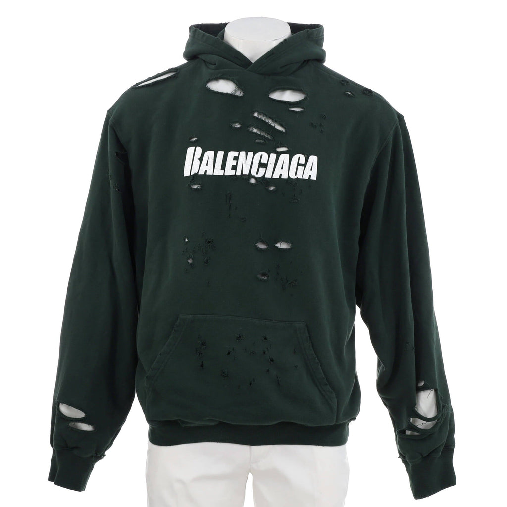 Logo Destroyed Hoodie Cotton