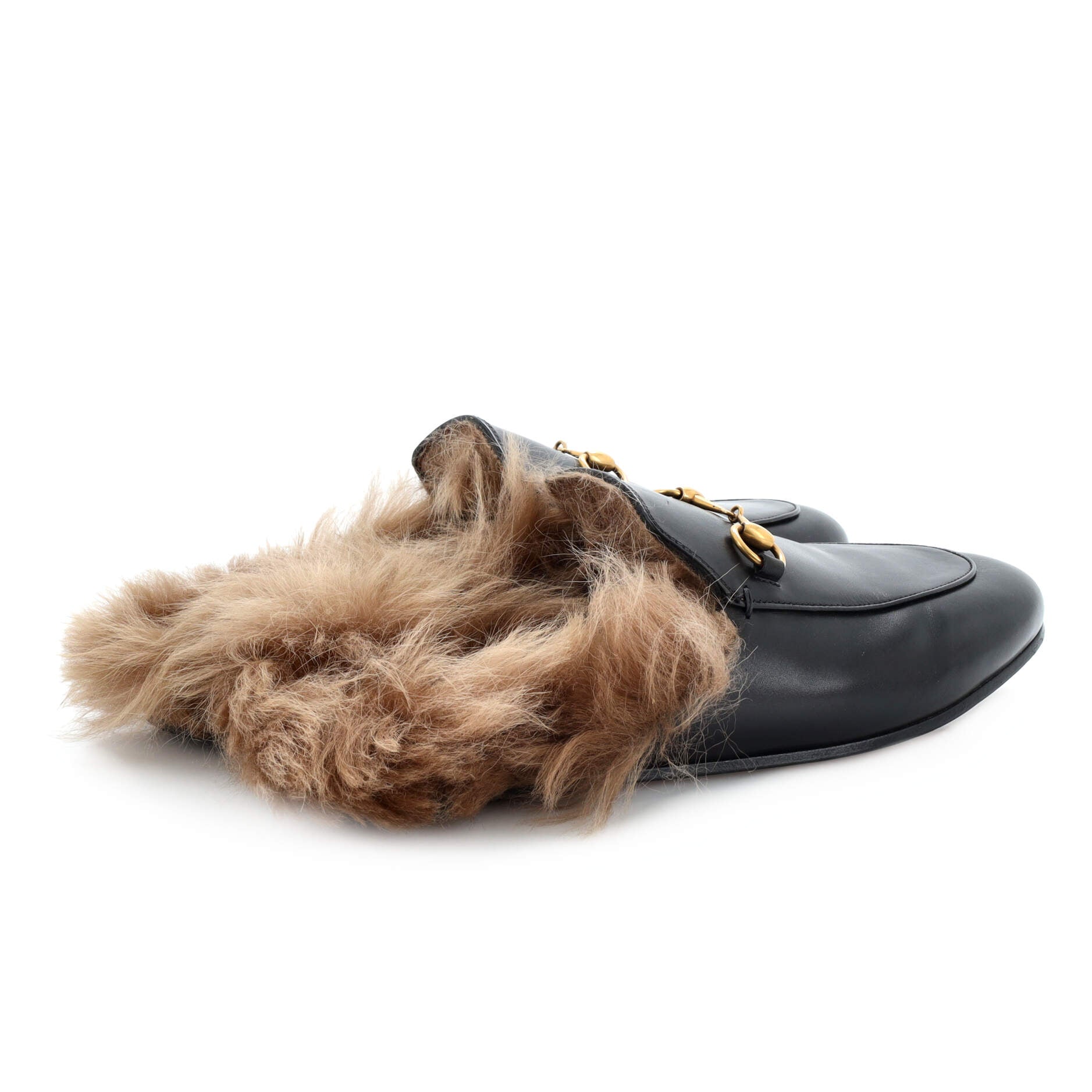 Women's Princetown Mules Leather with Fur